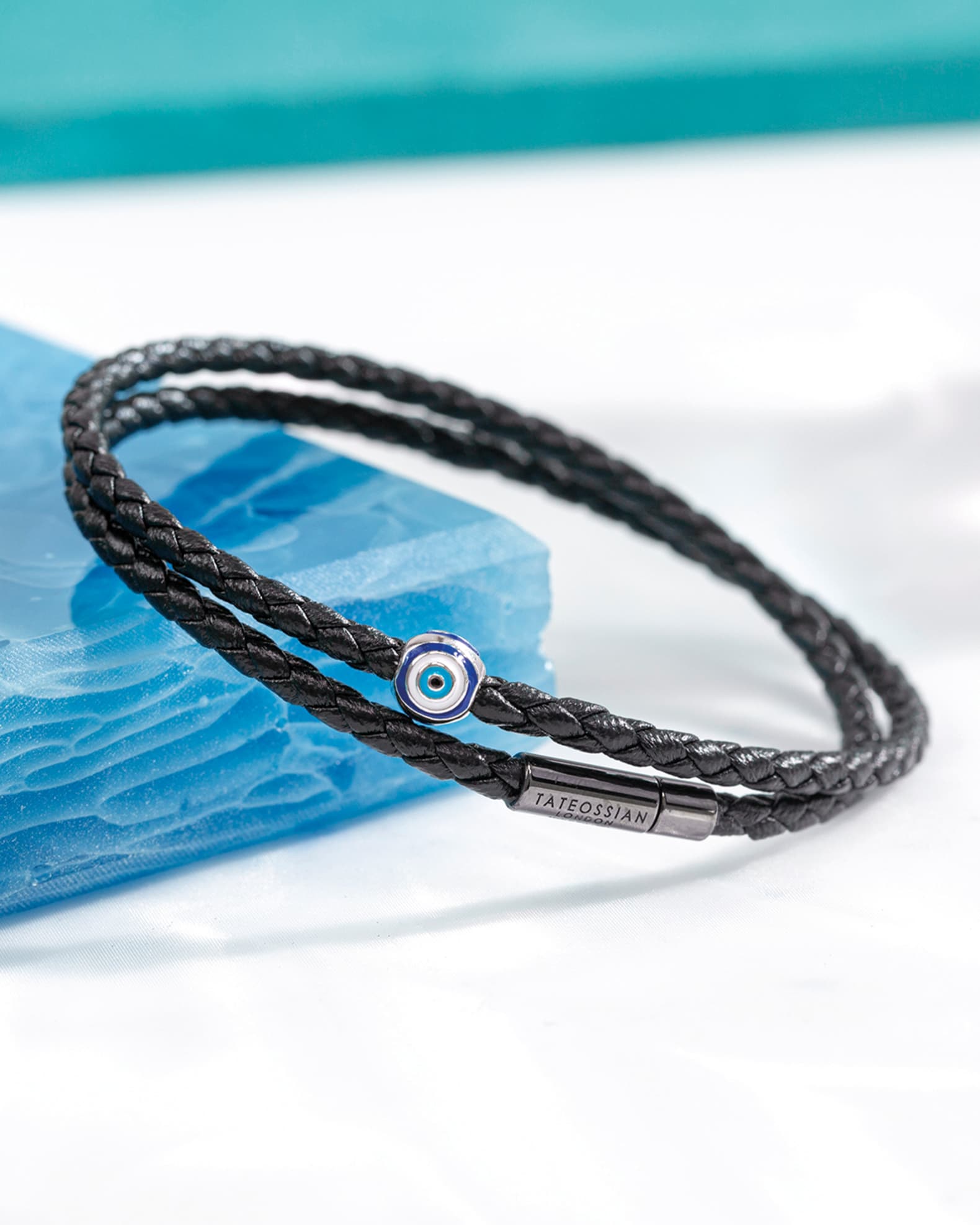Men's Enamel Evil Eye and Sterling Silver Mini Pop Cord Bracelet 1