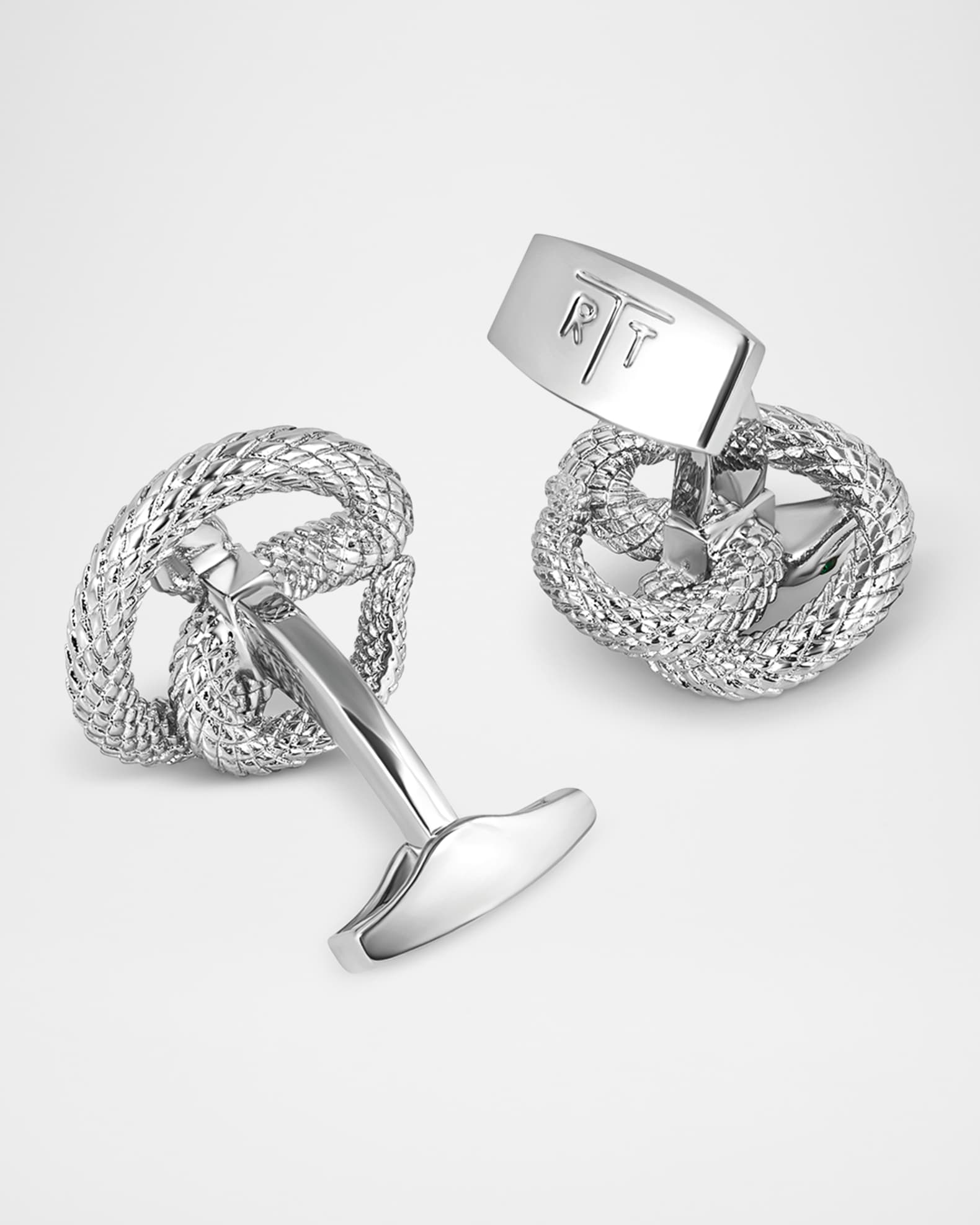 Tateossian Men's Palladium Viper Cufflinks with Enamel and
