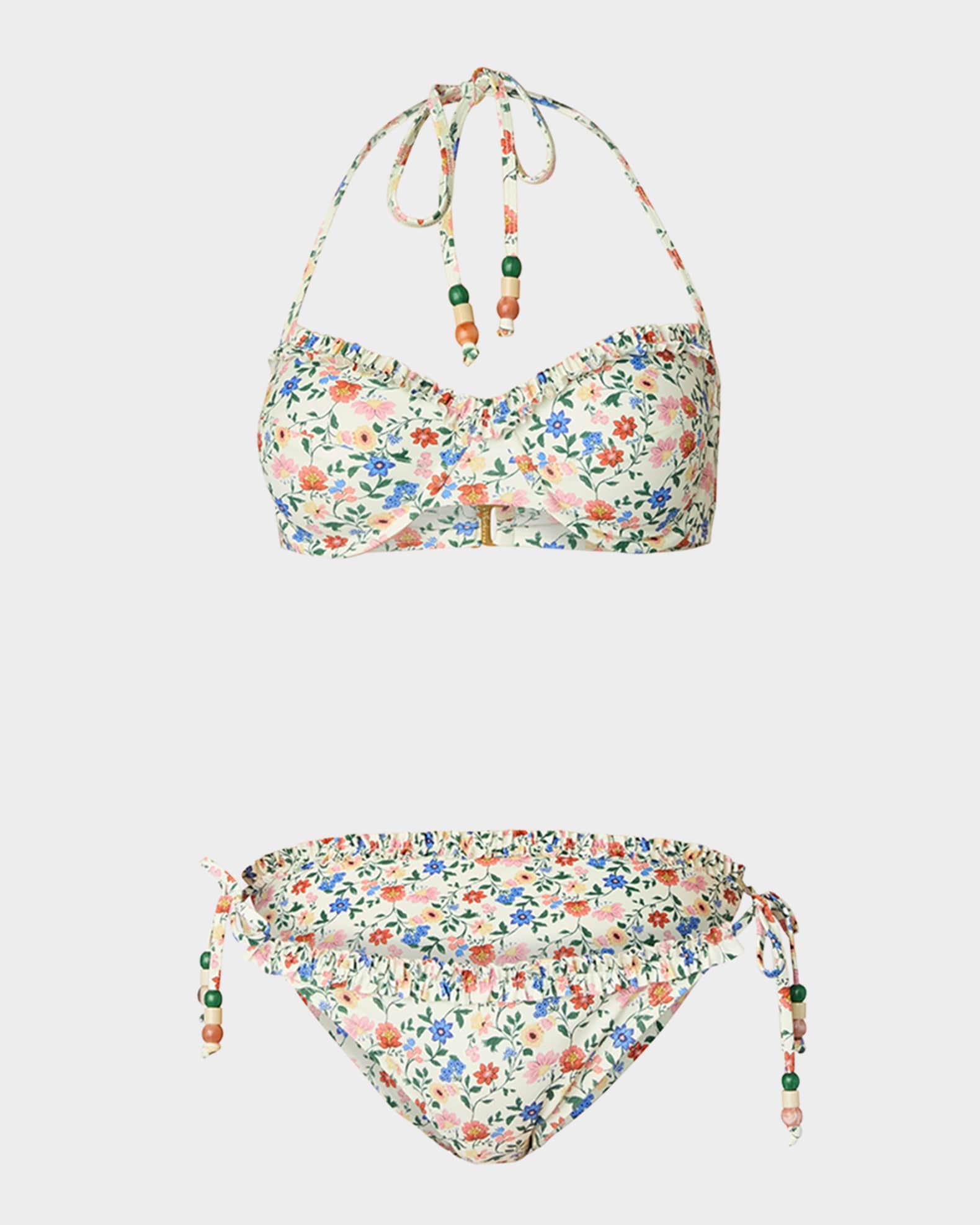 Floral Ruffle Bra Bikini Top 1