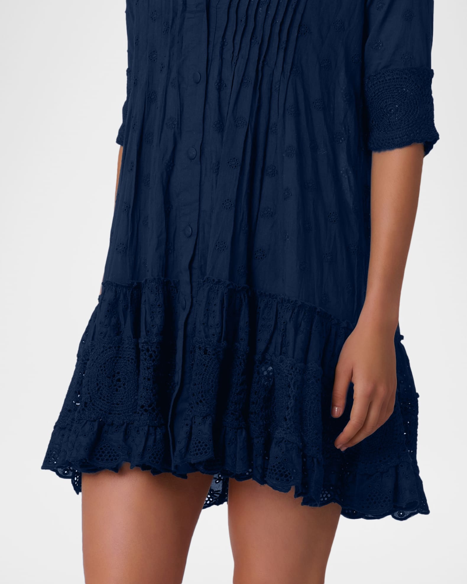 Shoshanna Milos Embroidered Mini Dress | Neiman Marcus