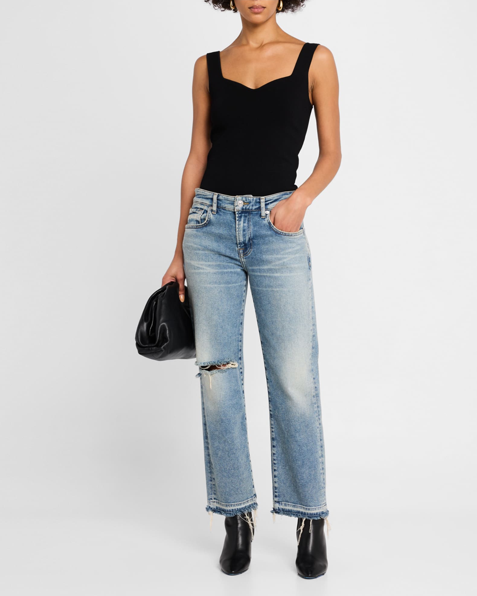 Calie Distressed Straight Ankle Jeans 1