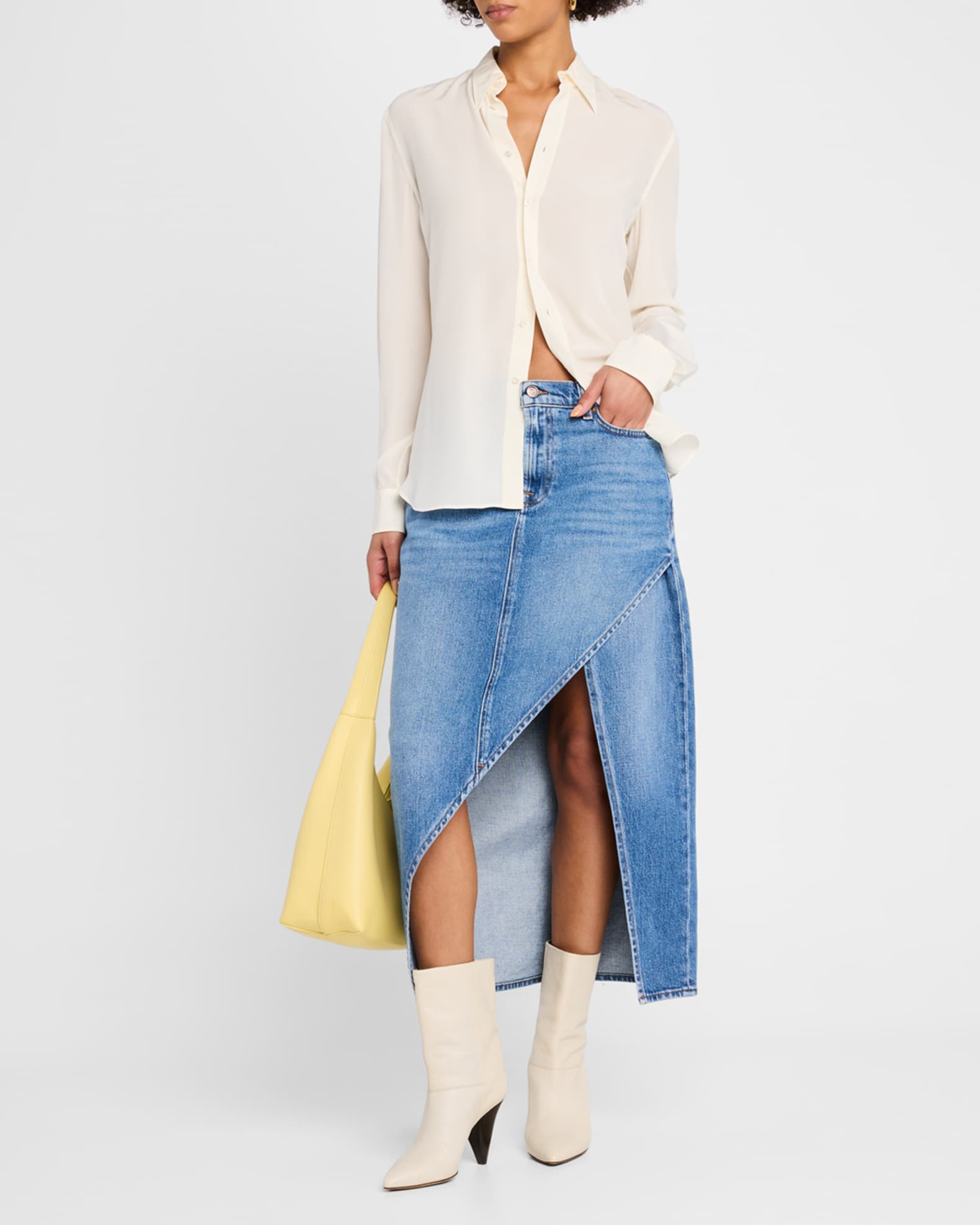 Libby Asymmetric Denim Midi Dress 1