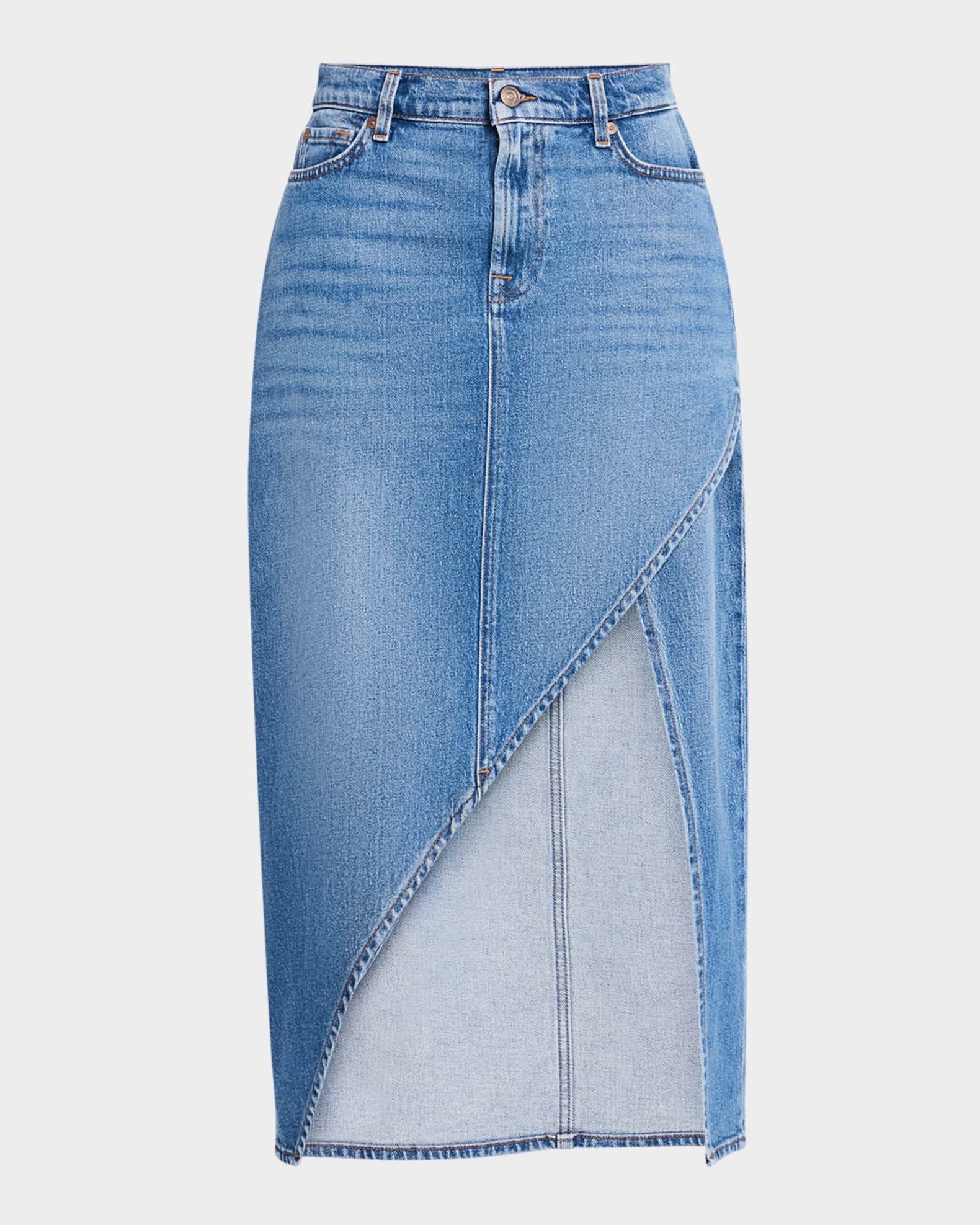 Libby Asymmetric Denim Midi Dress 0