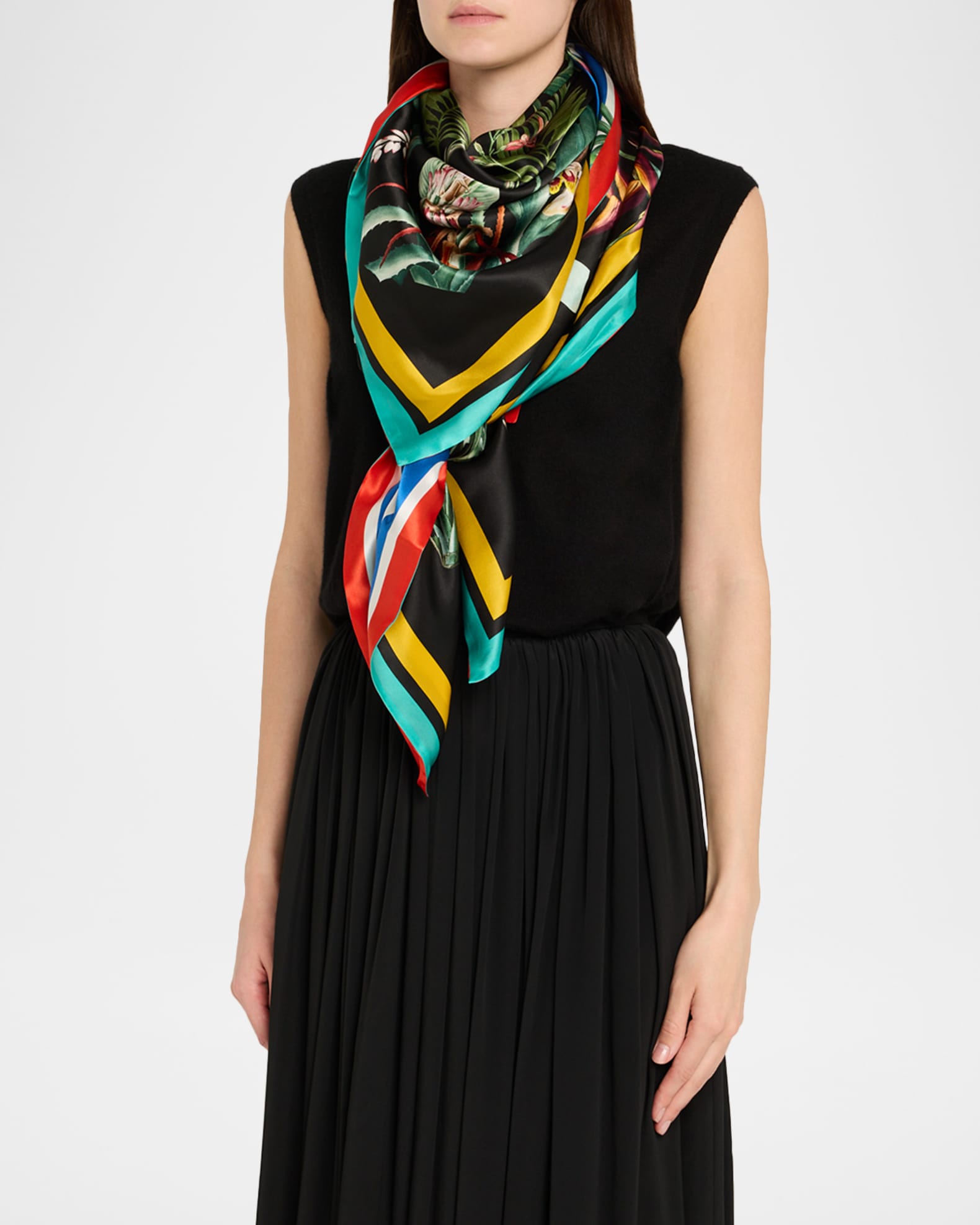 Piece Amber Double-Sided Silk Scarf Neiman Marcus