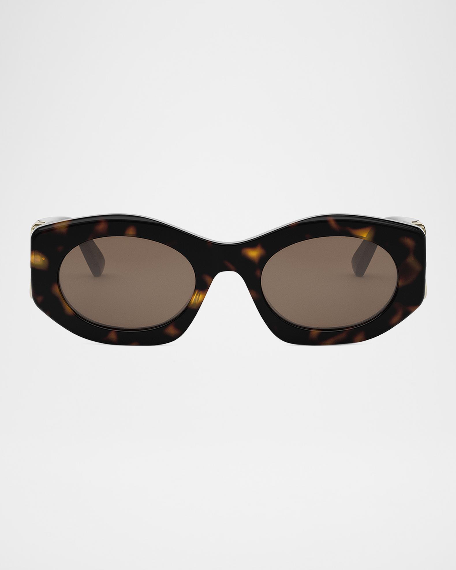 Bvlgari BV40049I 01A 51 Acetate Shiny Black Sunglasses Bulgari BVLGARI 40049 CALLA BV40049I Brown Havana Fan Matelasse Oval  main image 3