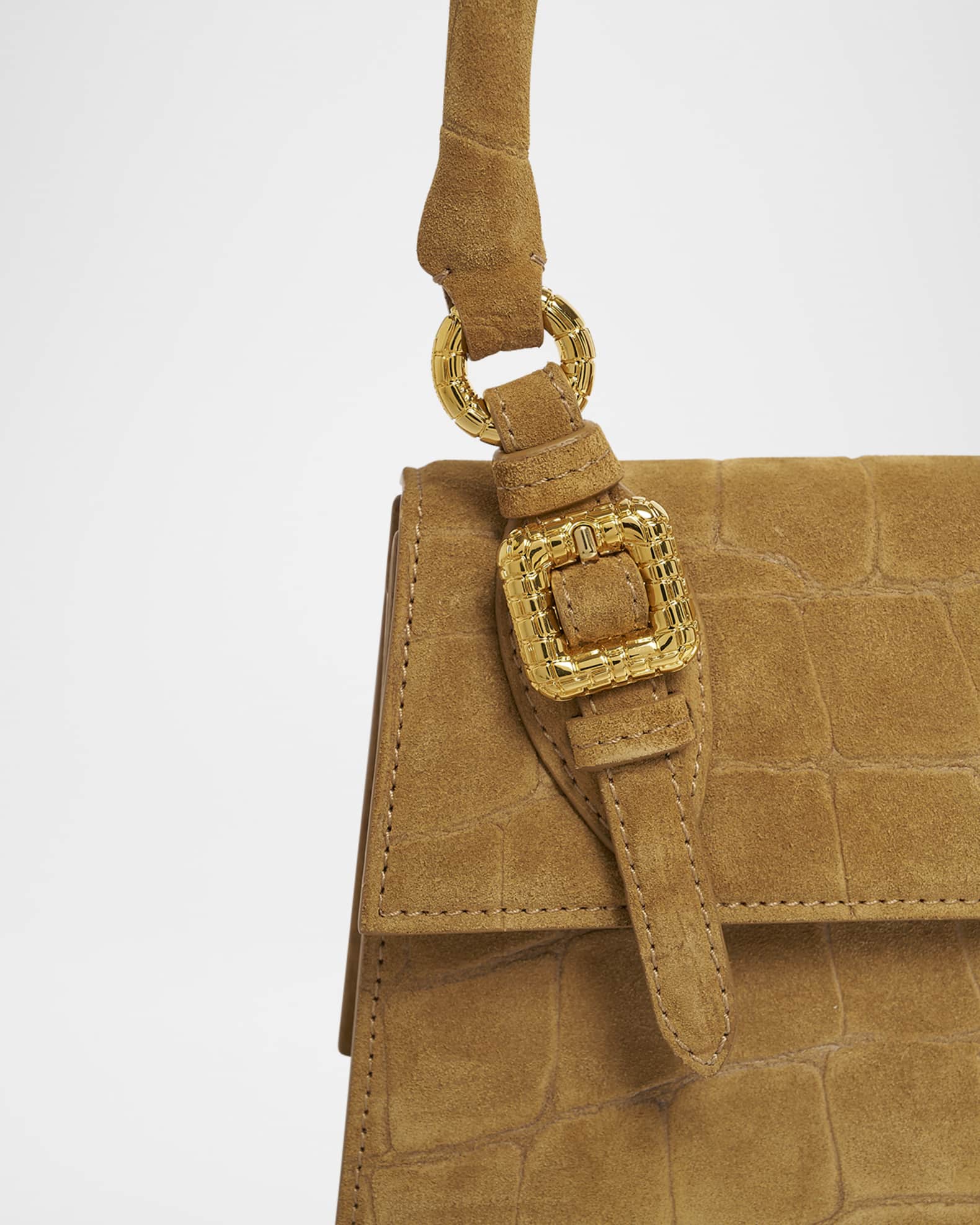 Jacquemus Le Chiquito Moyen Croc-Embossed Suede Top-Handle