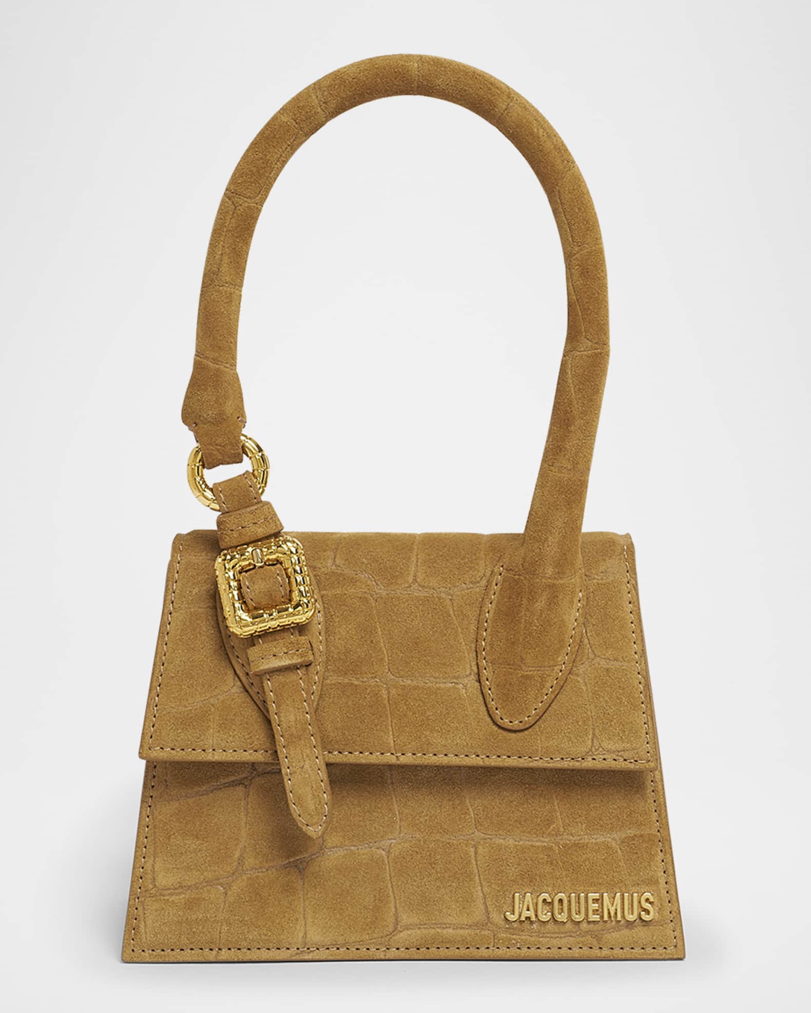 Le Chiquito Moyen Croc-Embossed Suede Top-Handle Bag 0