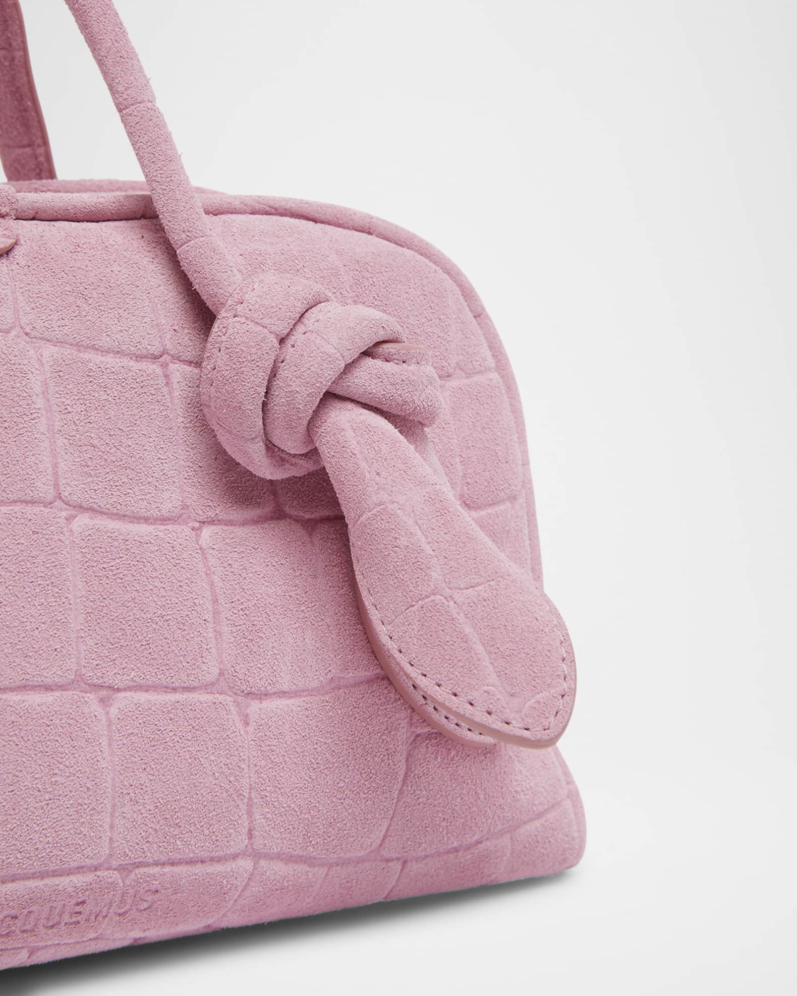 Jacquemus Le Petit Turismo Croc-Embossed Suede Bowling Bag