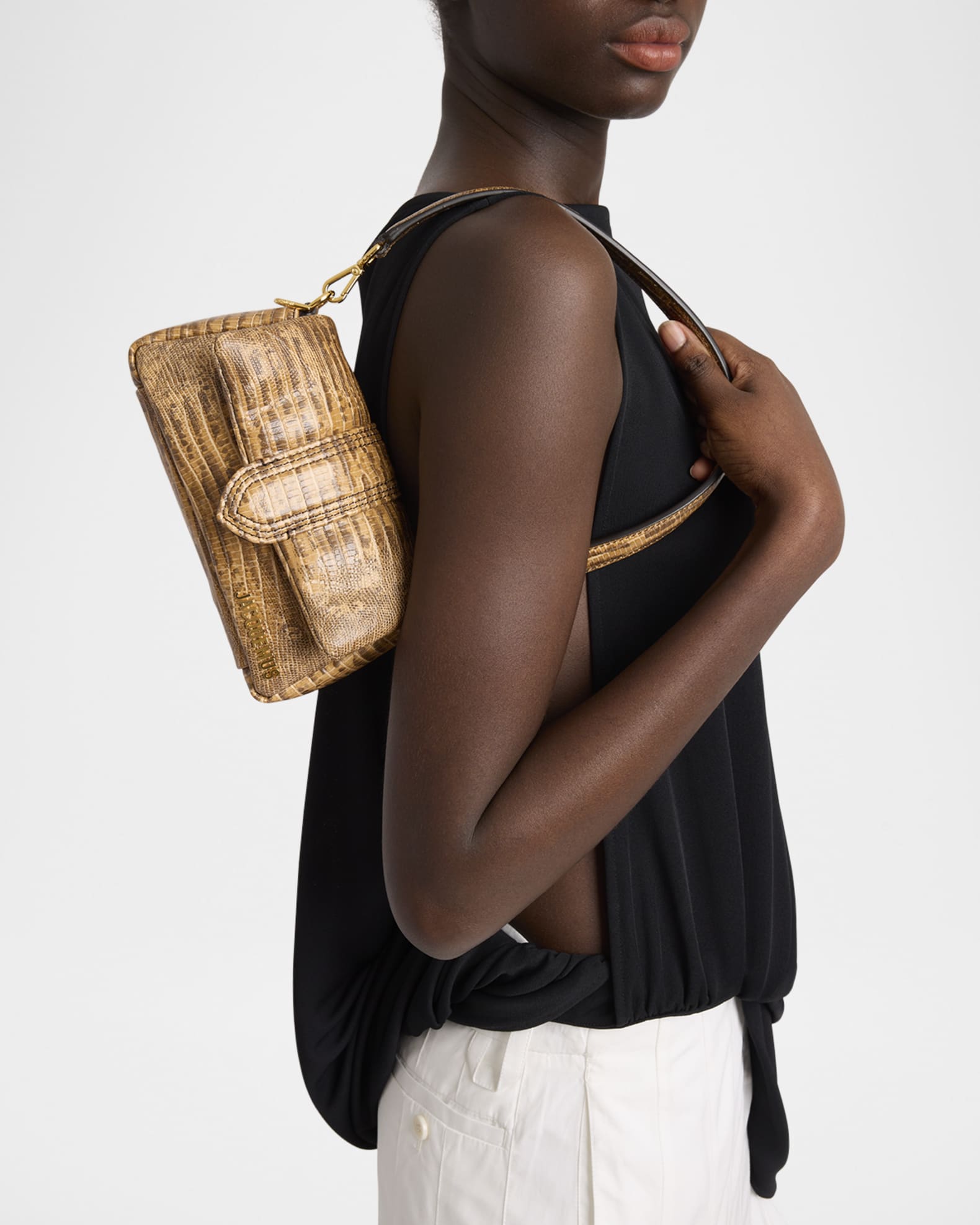 Jacquemus Le Petit Bambimou Croc-Embossed Leather Shoulder