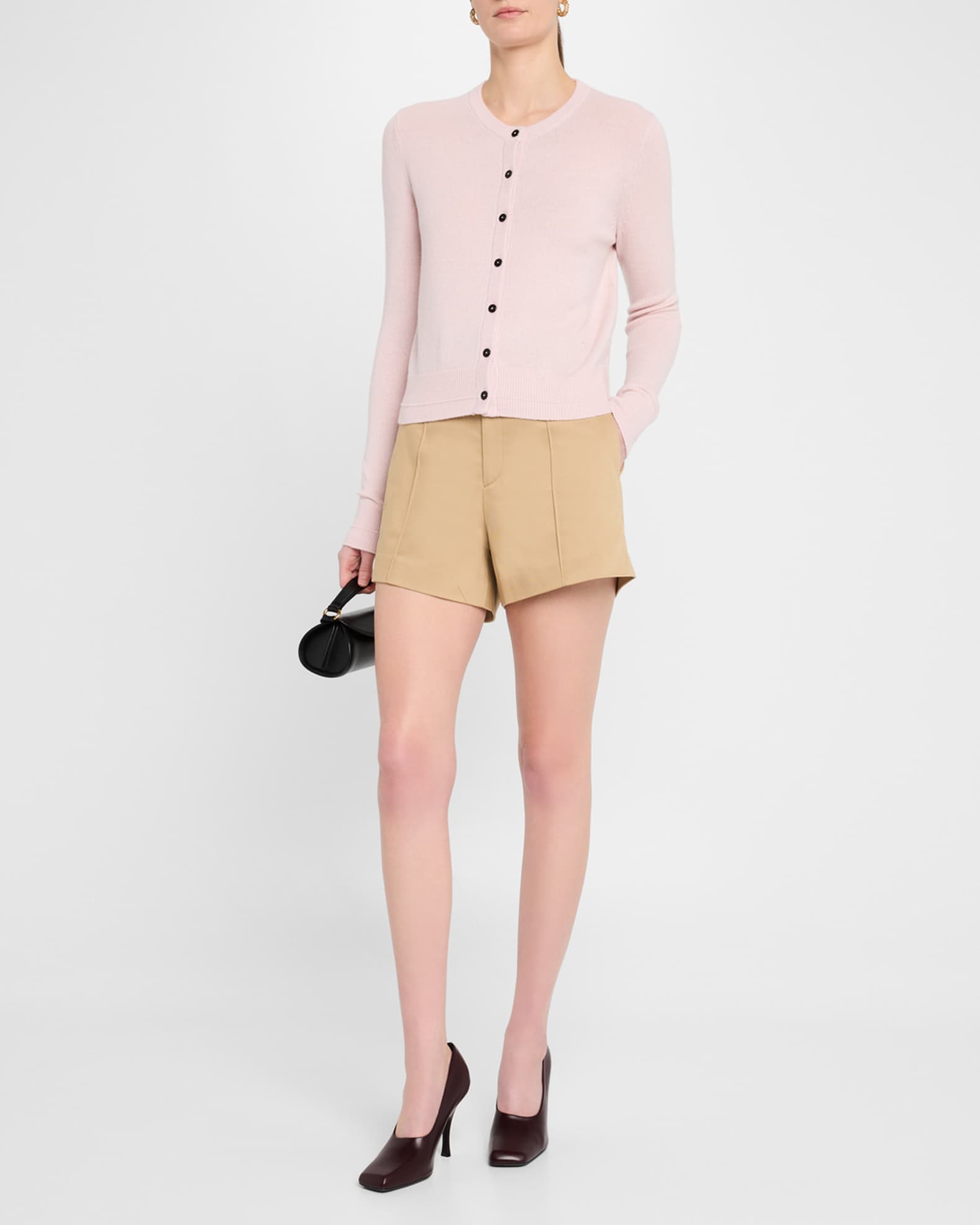 High-Rise Pintuck Shorts 1