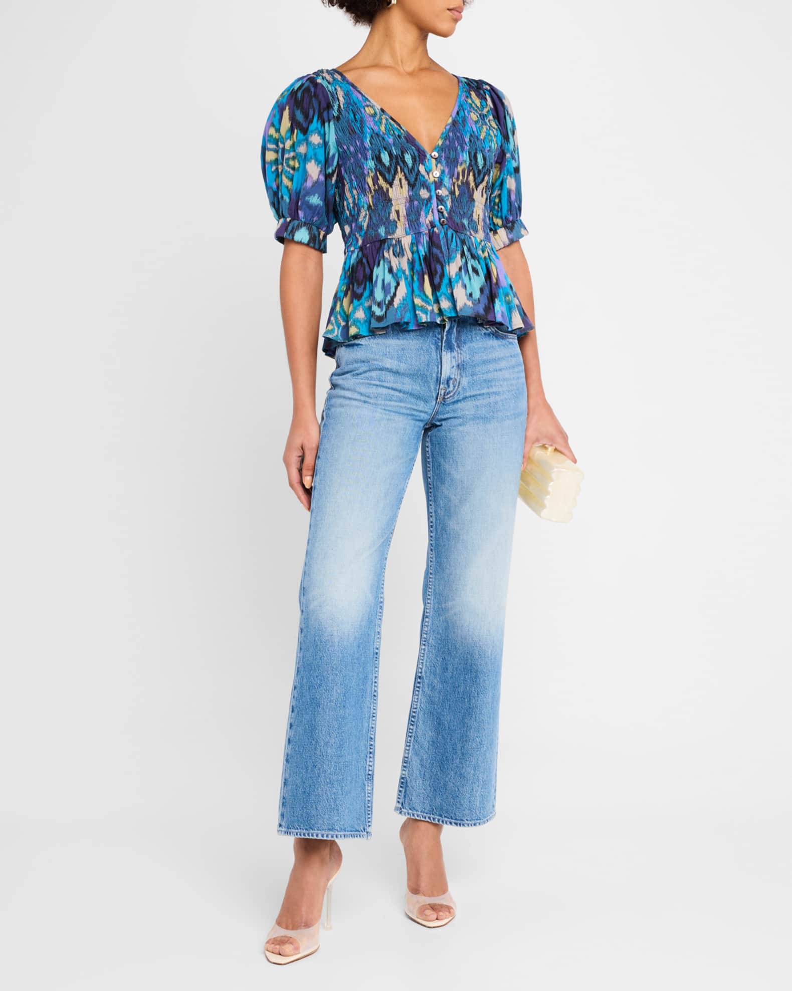 LOVE THE LABEL Stevie Puff-Sleeve Peplum Top | Neiman Marcus