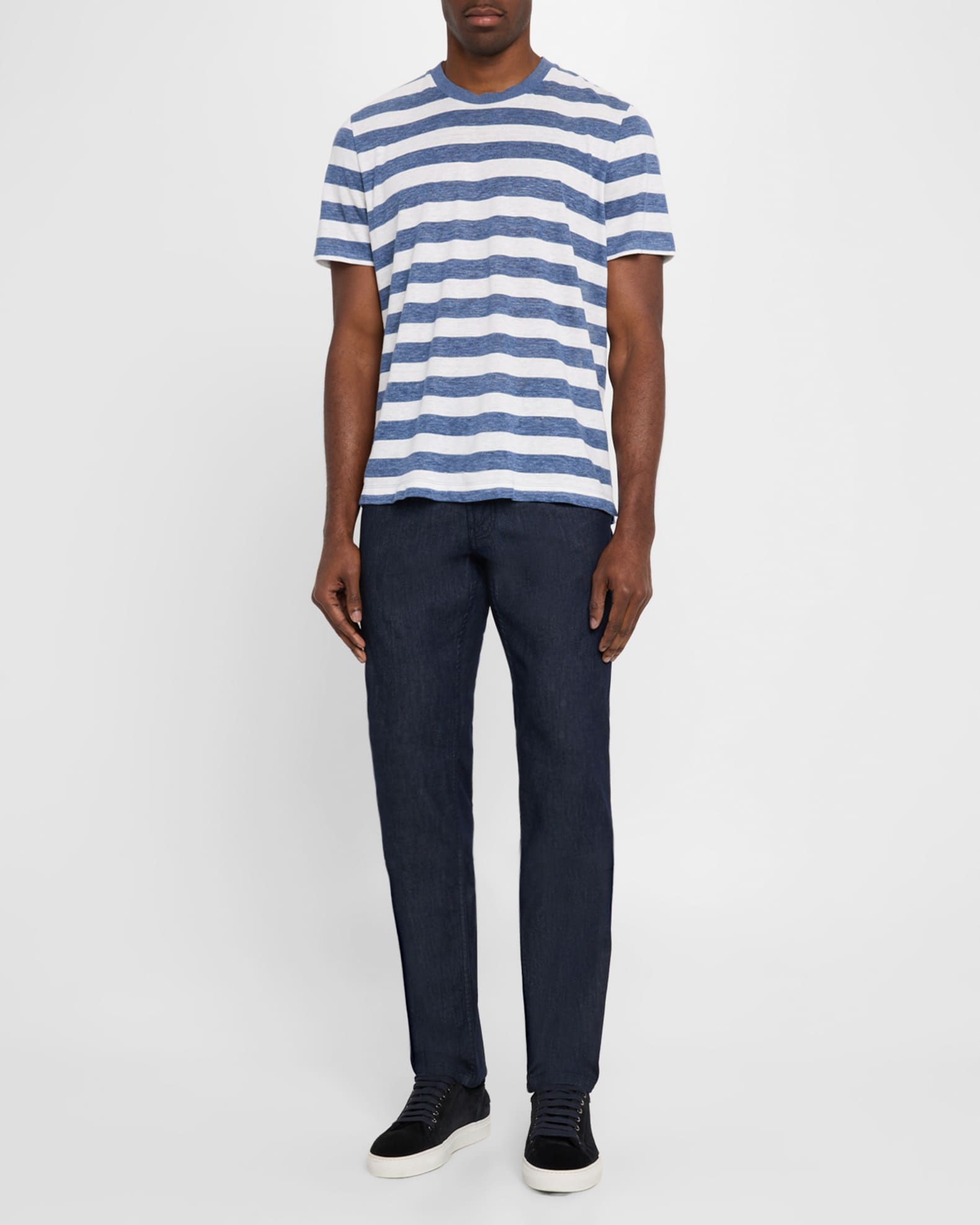 Men's Linen and Cotton Stripe T-Shirt 1