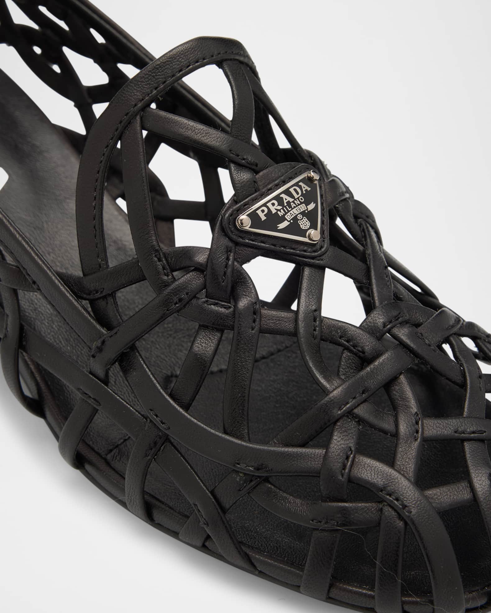 Prada Modellerie Napa Leather Cutout Pumps | Neiman Marcus
