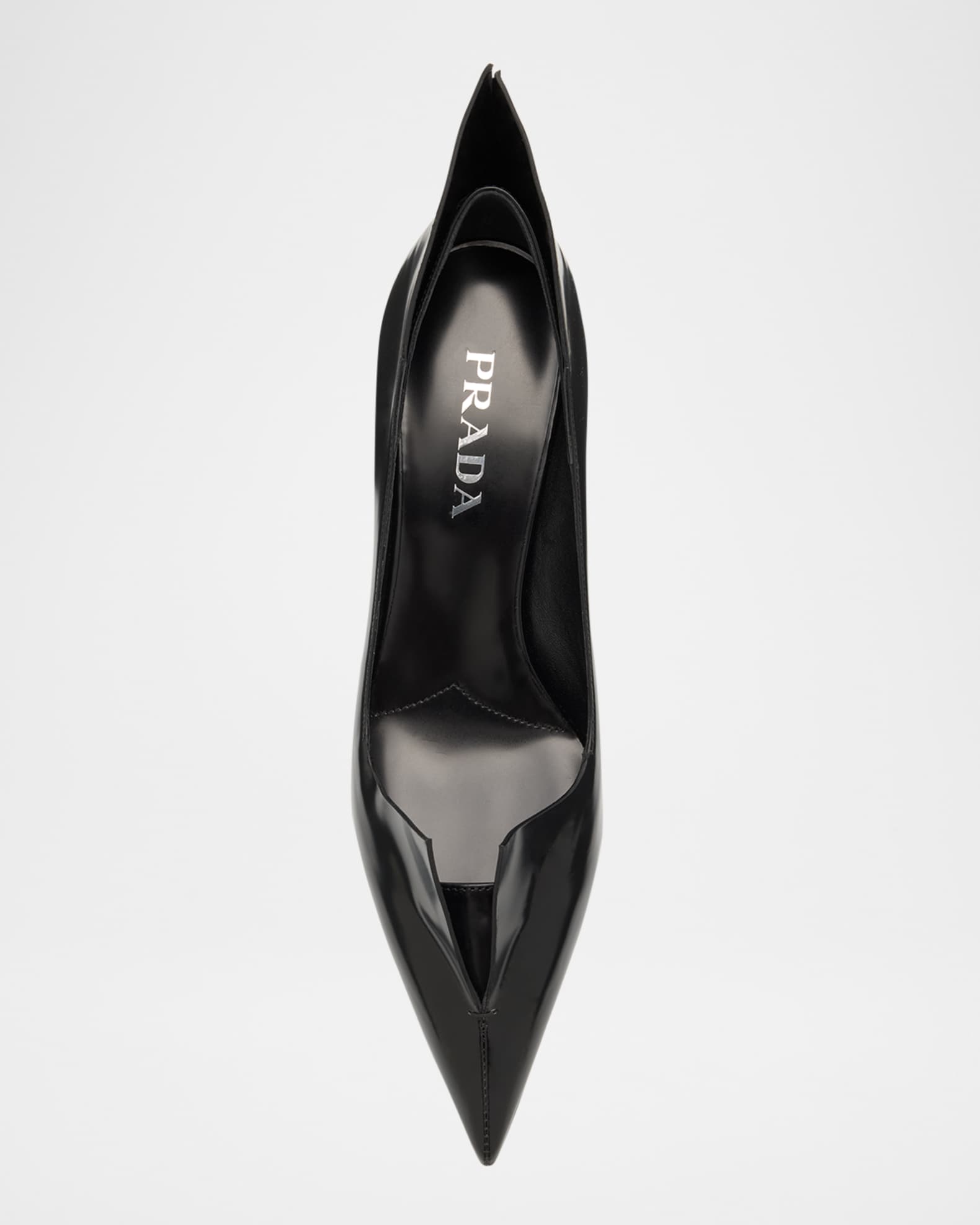 パンプス PRADA LEATHER PUMPS Prada - Black Triangle Logo Leather Pump, 85mm | Mitchell Stores
