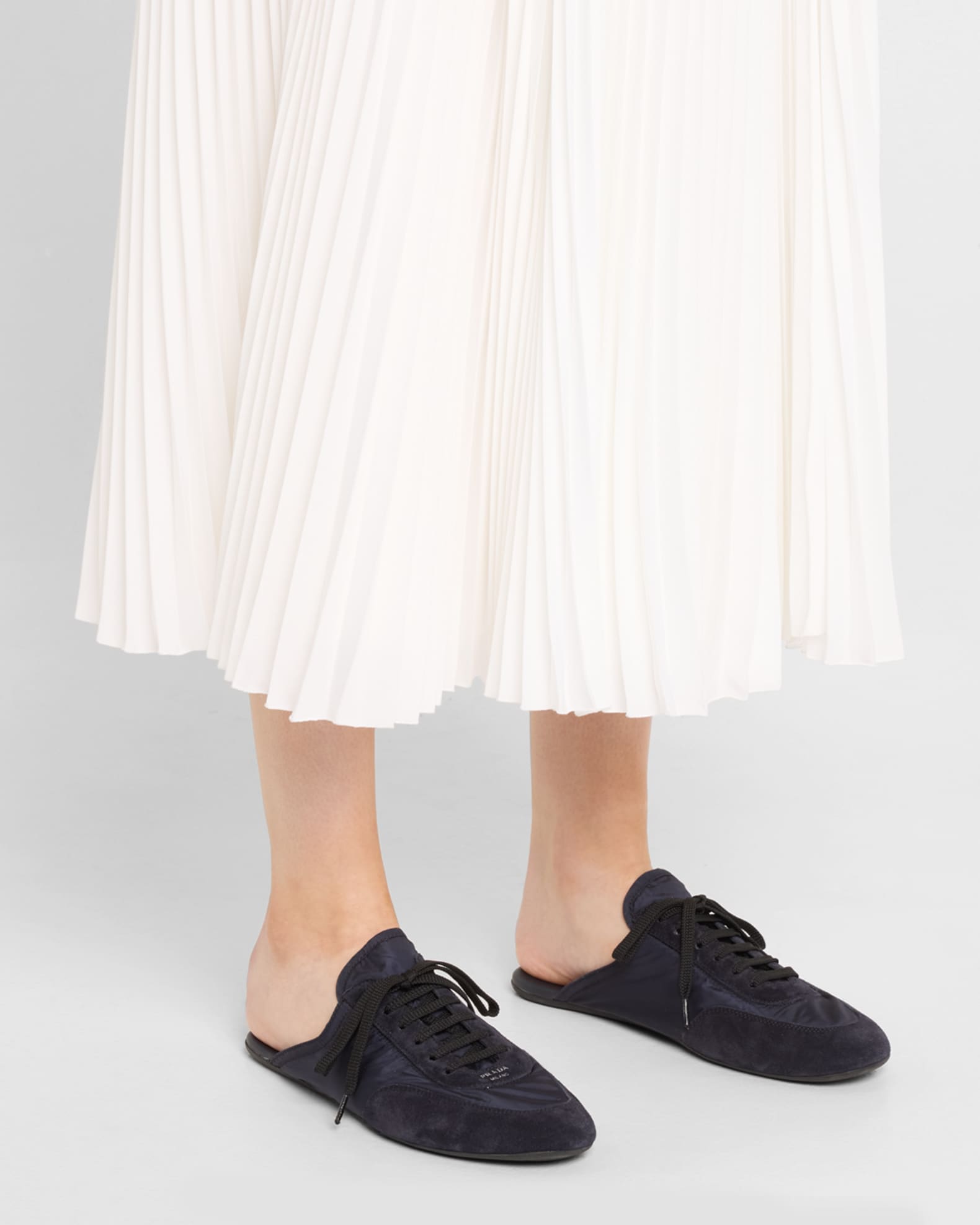 Nylon and Suede Open-Back Sneakers 1