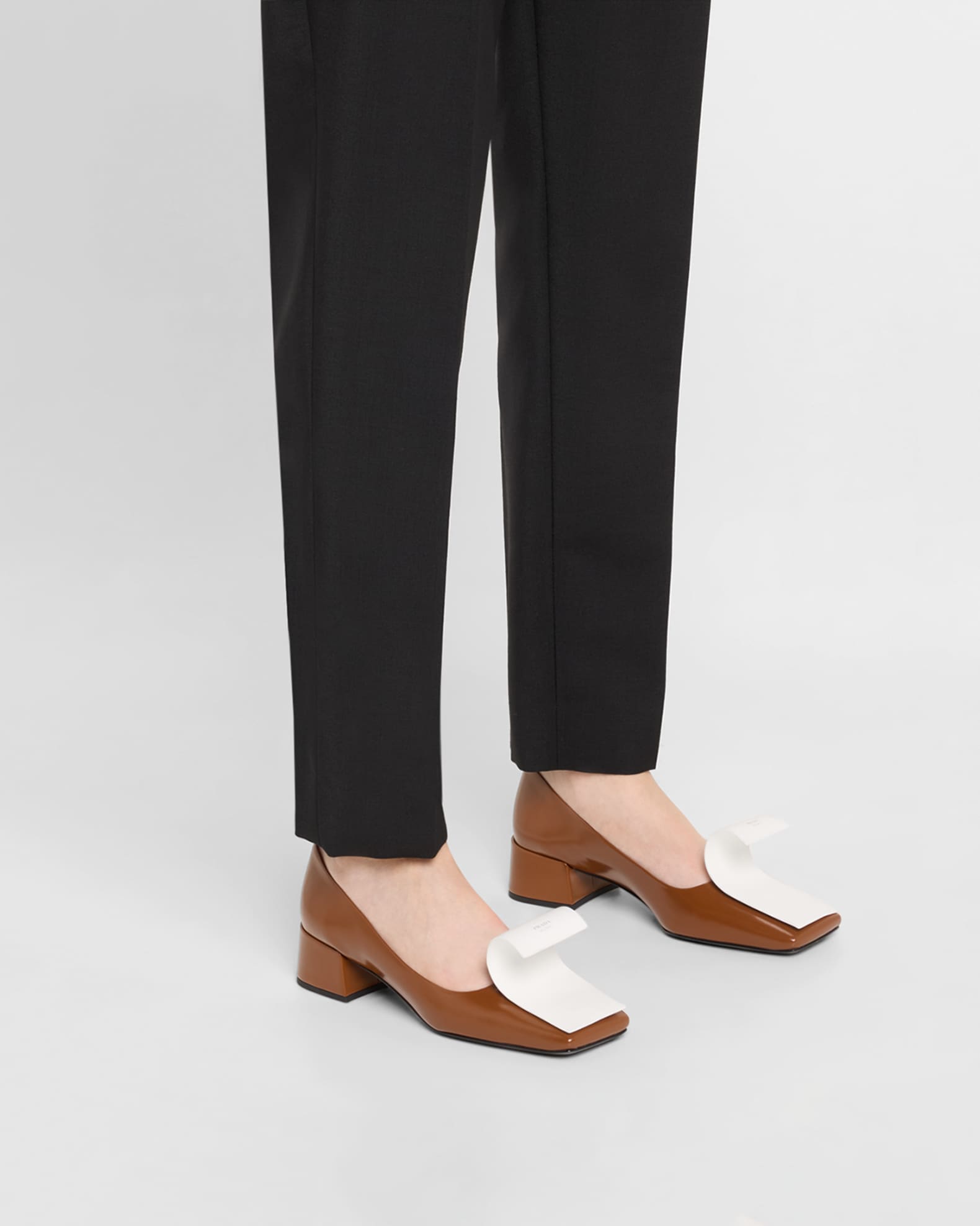 Dual Leather Pumps with Ribbon Detail 1