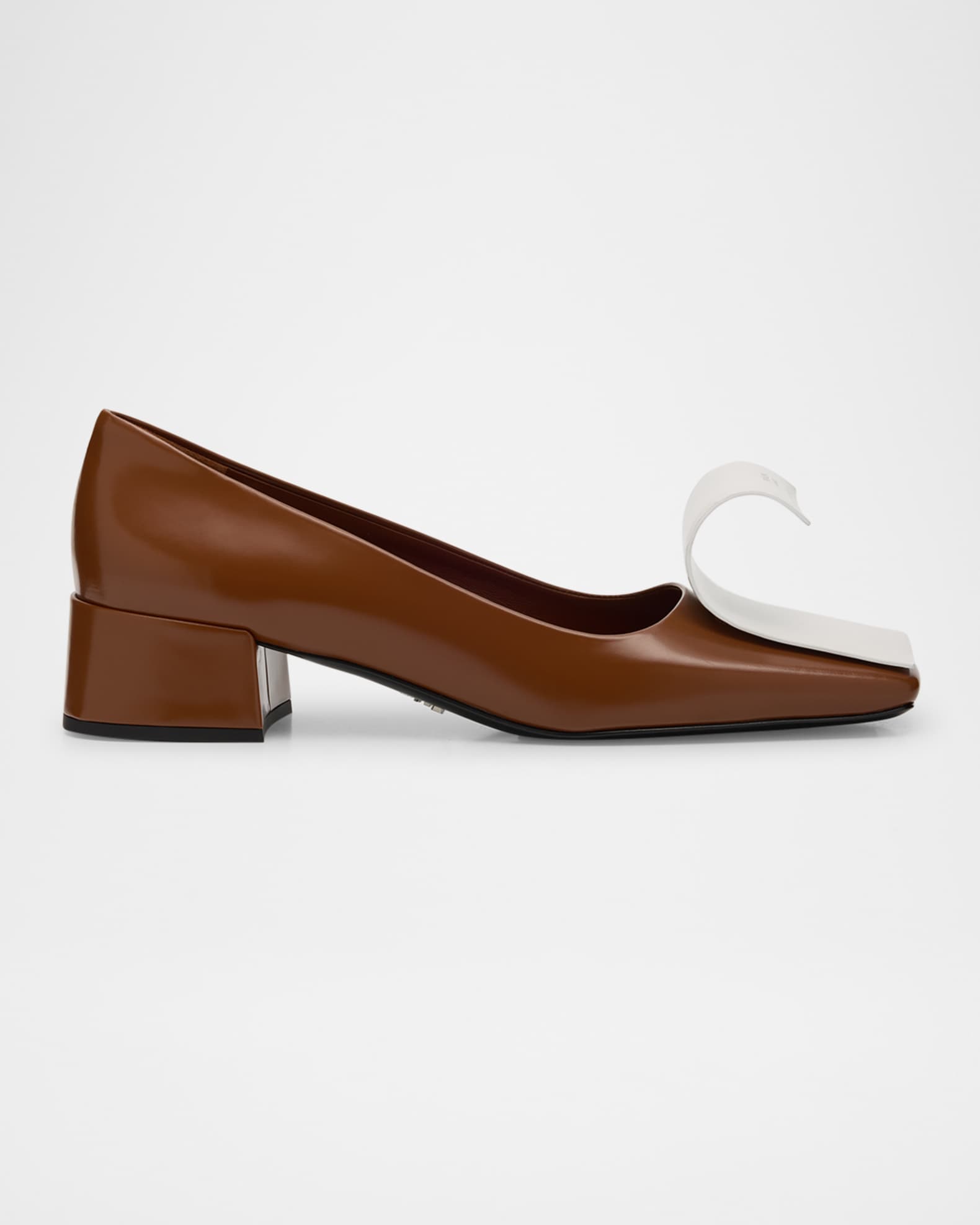 Dual Leather Pumps with Ribbon Detail 0