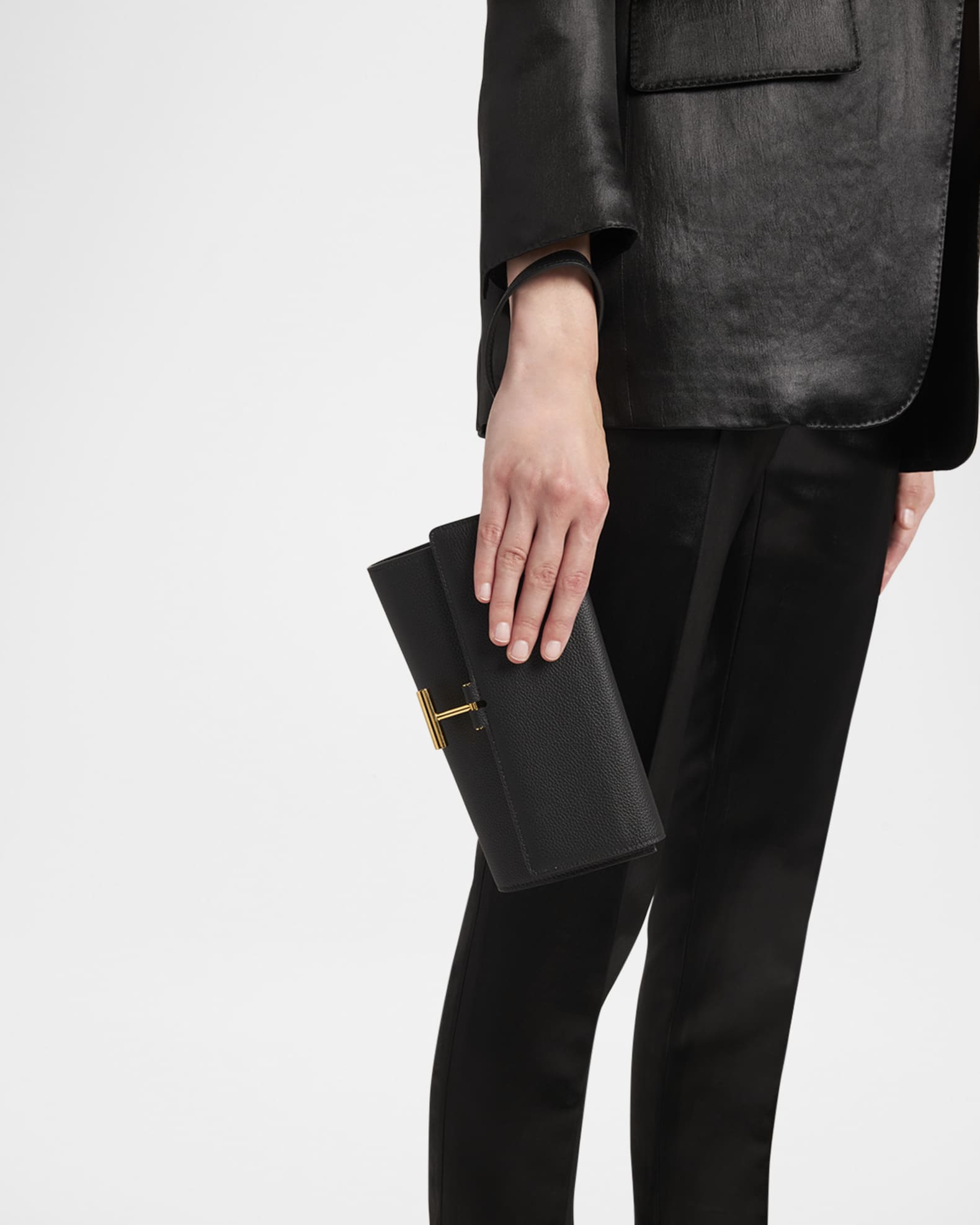 Tara Flap Pouch Wristlet in Grain Leather  1