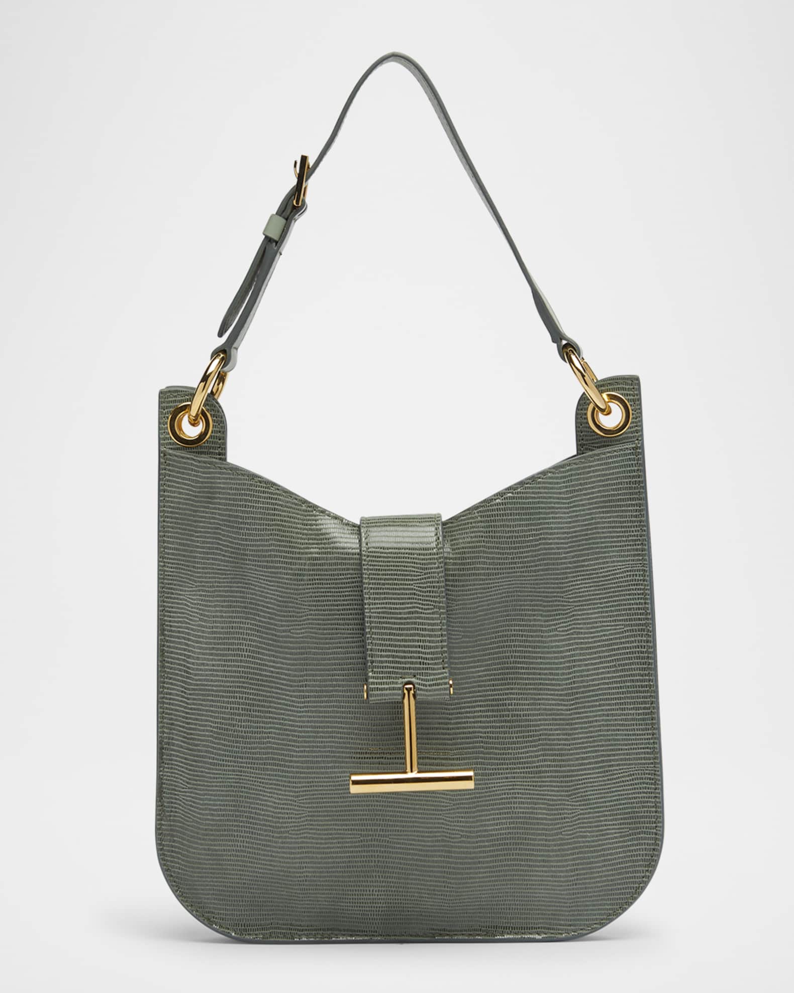 Tara Small Crossbody Bag in Lizard-Embossed Suede and Leather 0