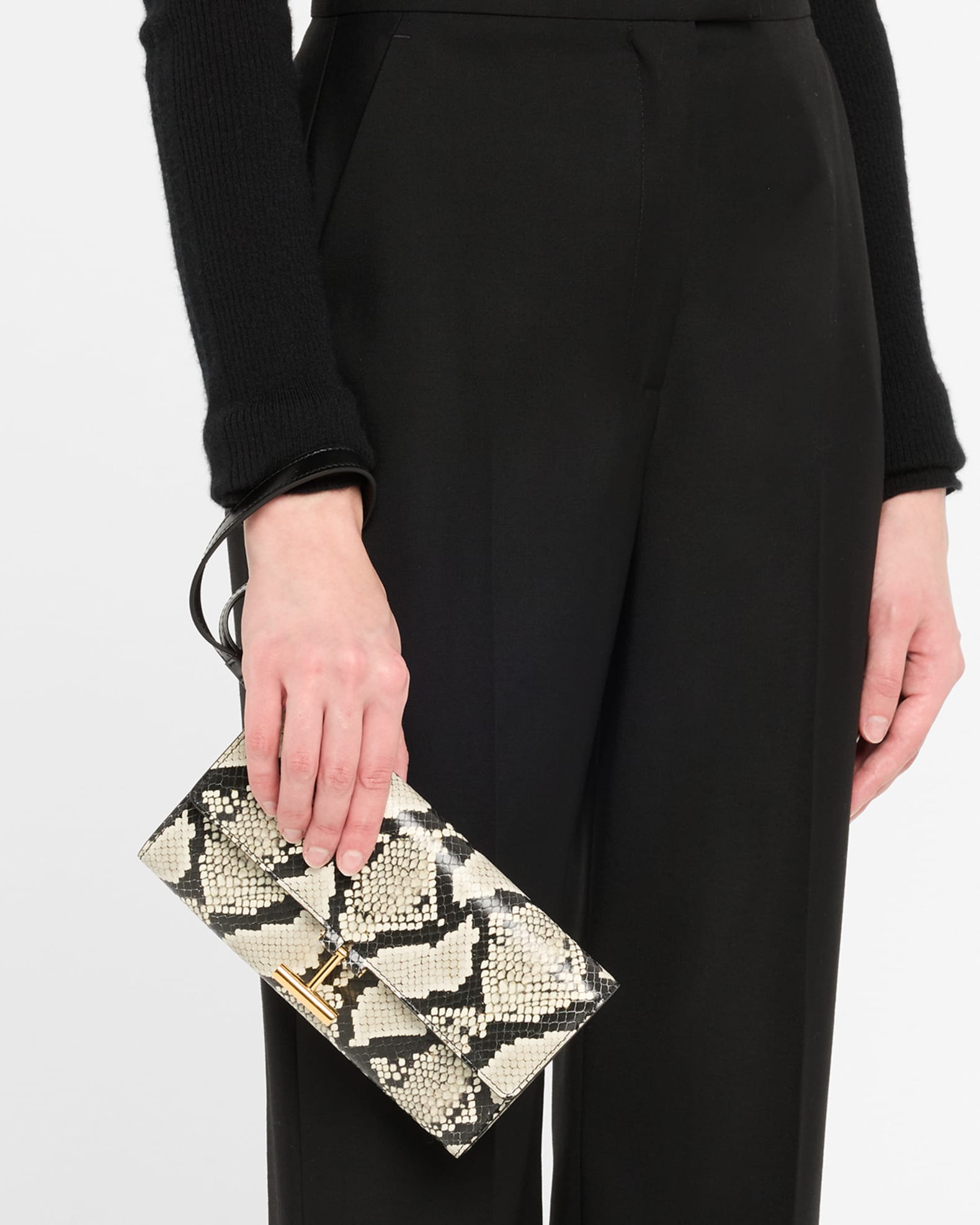 Tara Pouch Wristlet in Python-Print Leather 1