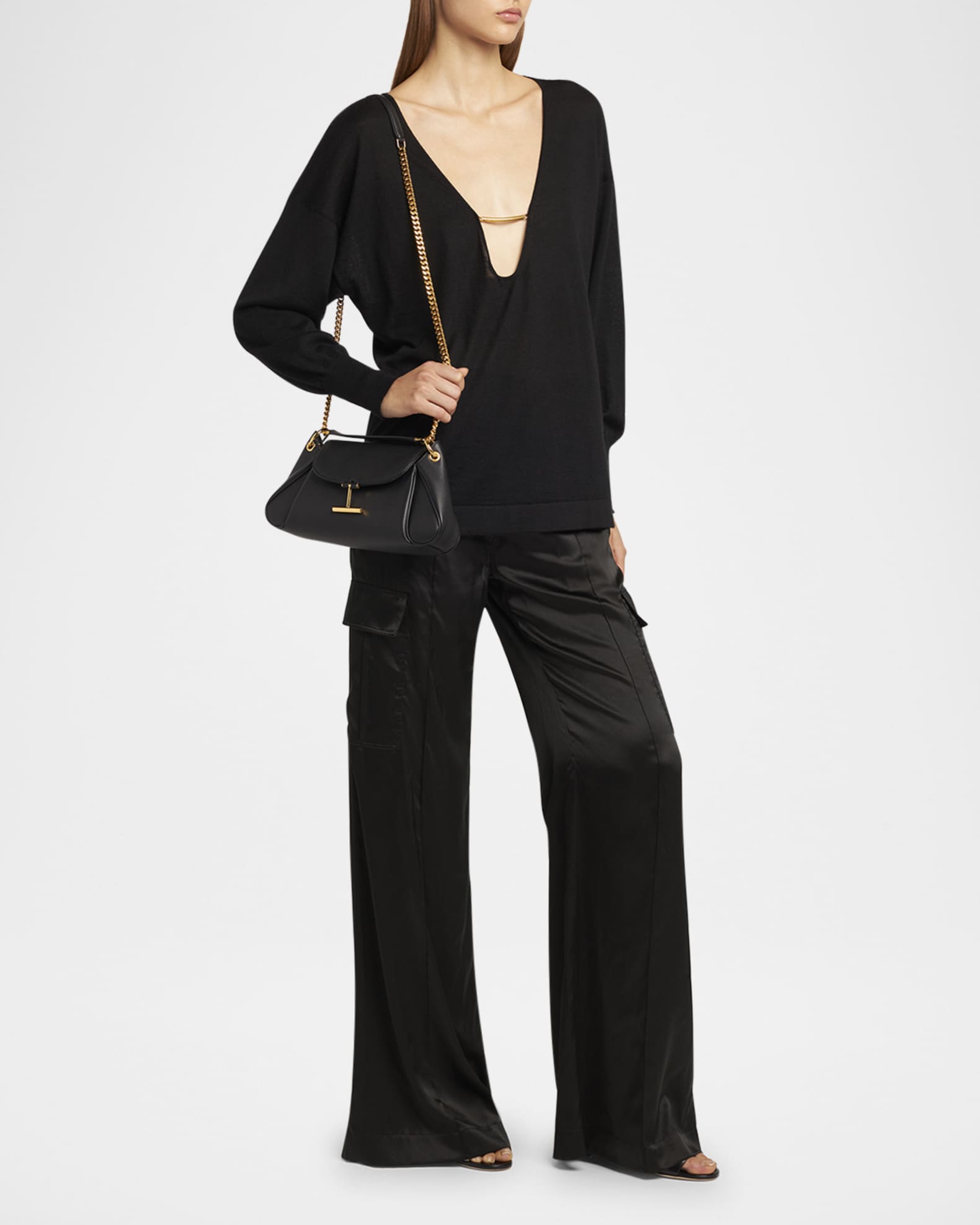 TOM FORD Tara Chain Shoulder Bag in Grain Leather | Neiman