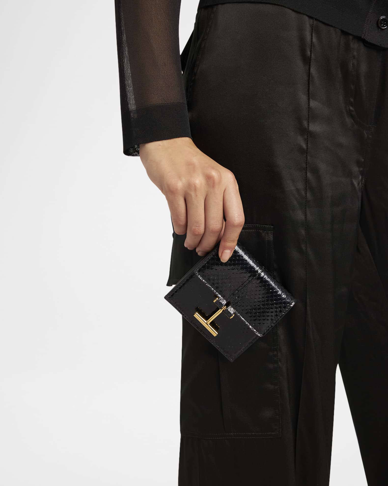 Flap Card Holder in Snake-Embossed Leather 1