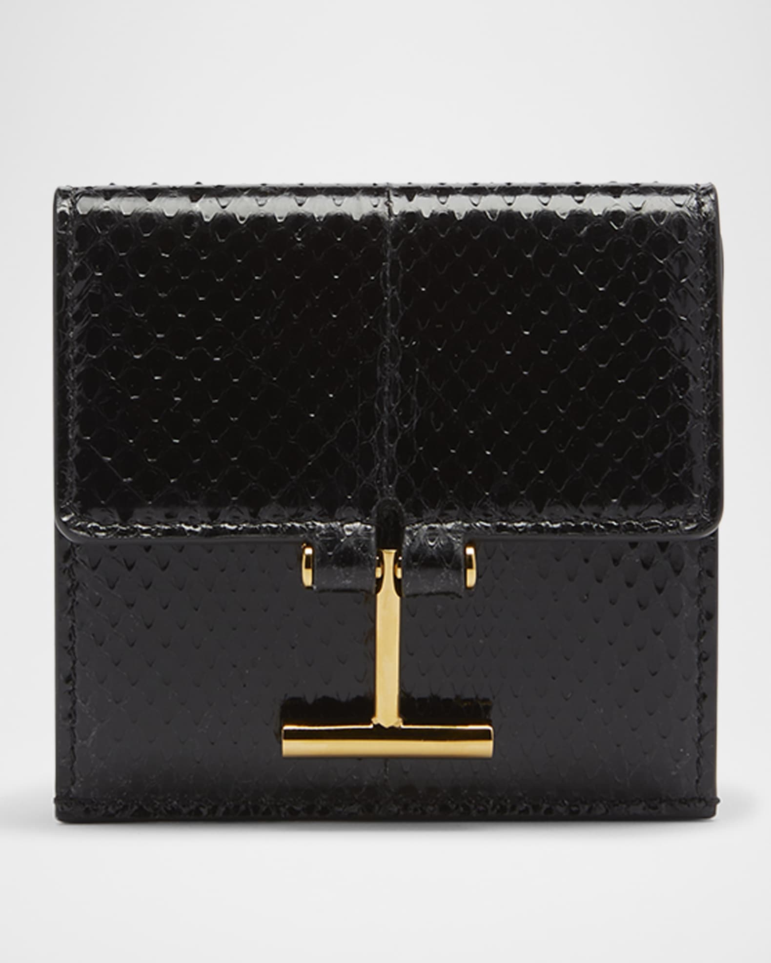 Flap Card Holder in Snake-Embossed Leather 0