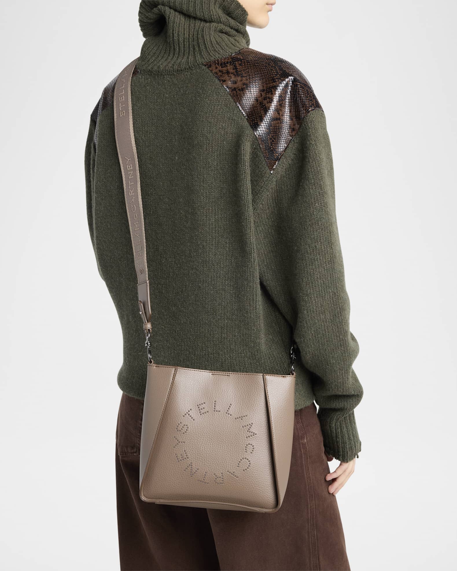 Mini Studded Logo Crossbody Bag in Eco Grainy Vegan Leather 1