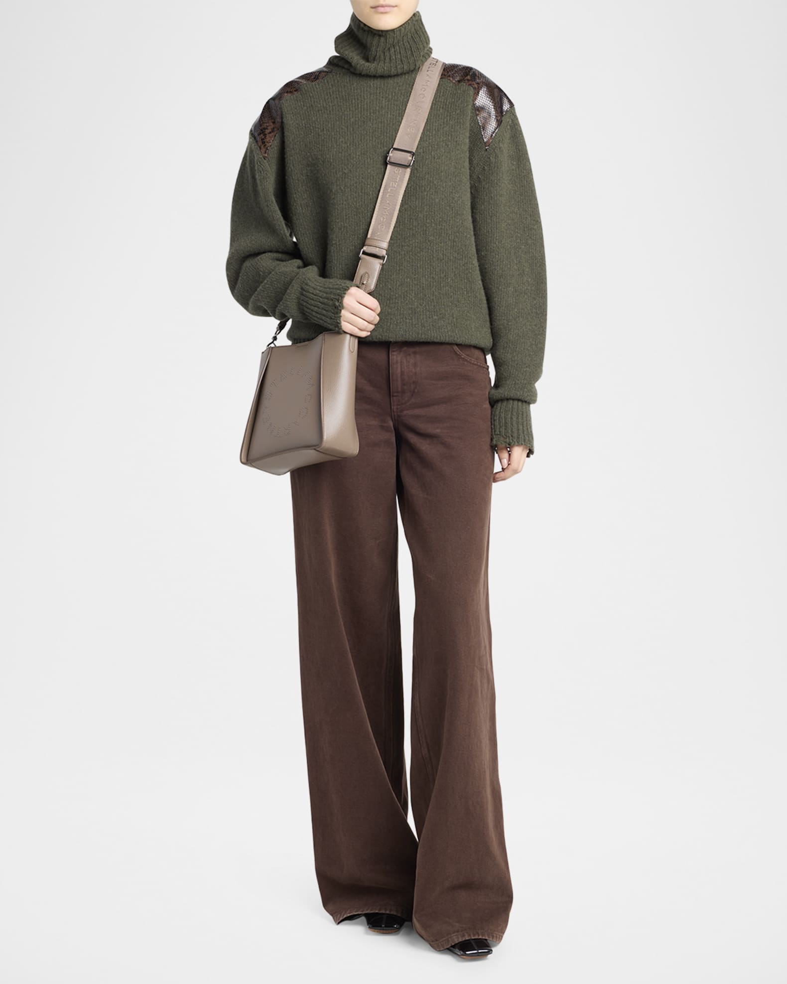Stella McCartney Mini Studded Logo Crossbody Bag in Eco