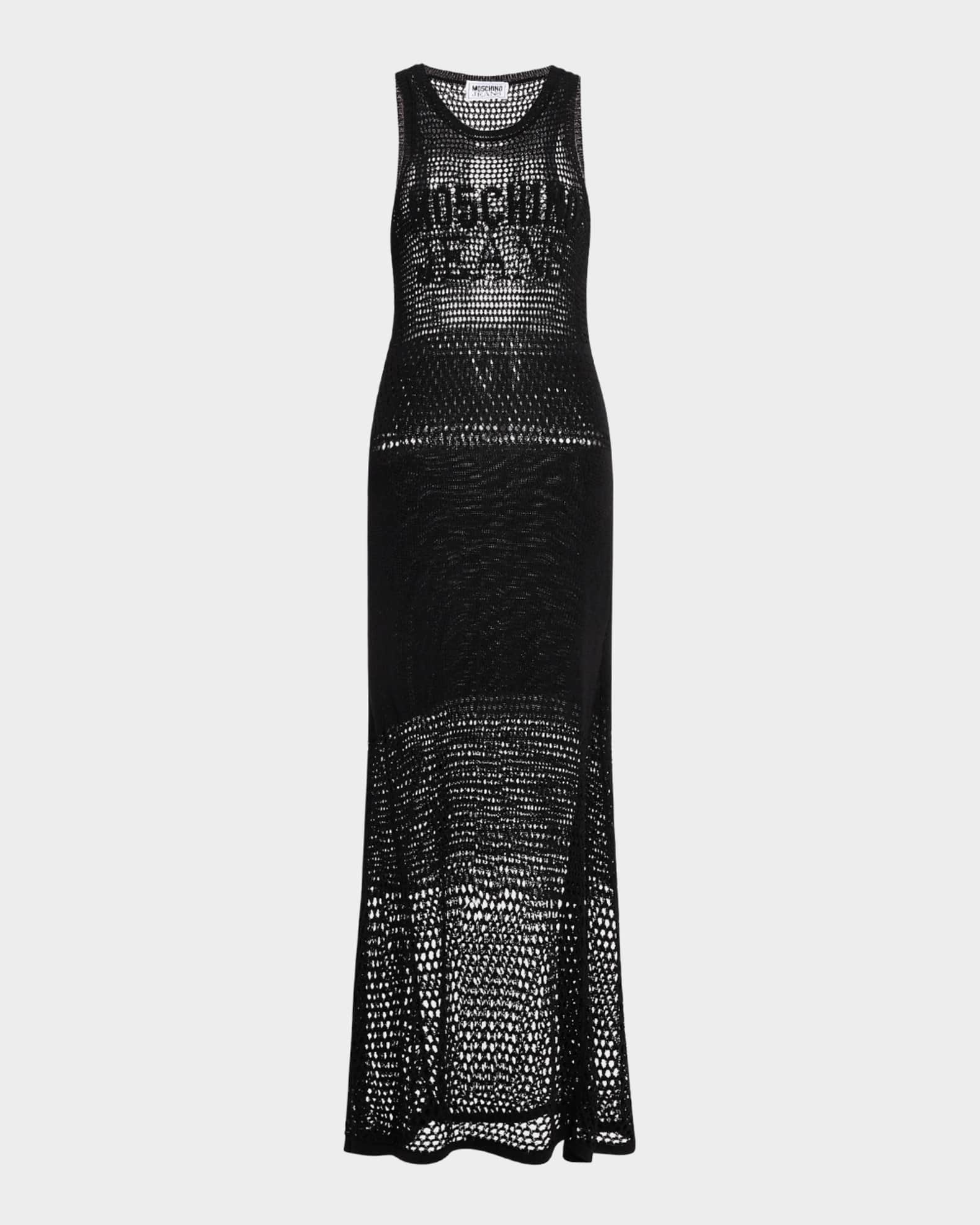 Open-Knit Sleeveless Logo Tank Dress 0