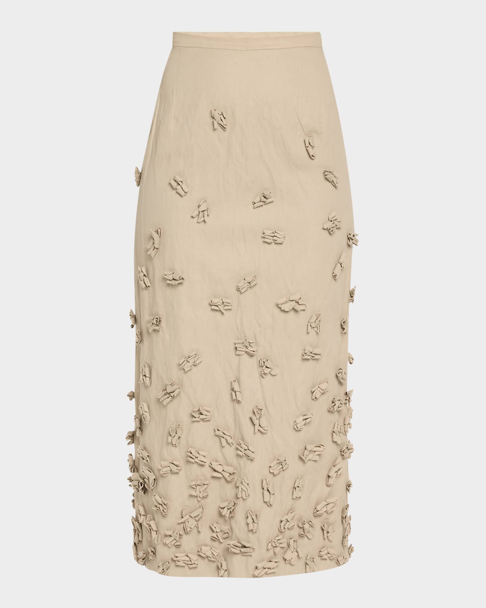Floral Hand-Embellished Midi Pencil Skirt 0