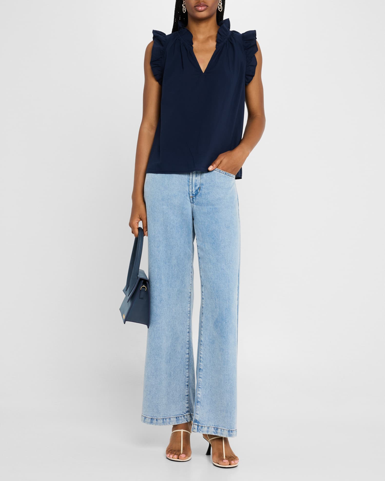 Bex Ruffle-Trim Split-Neck Top 1