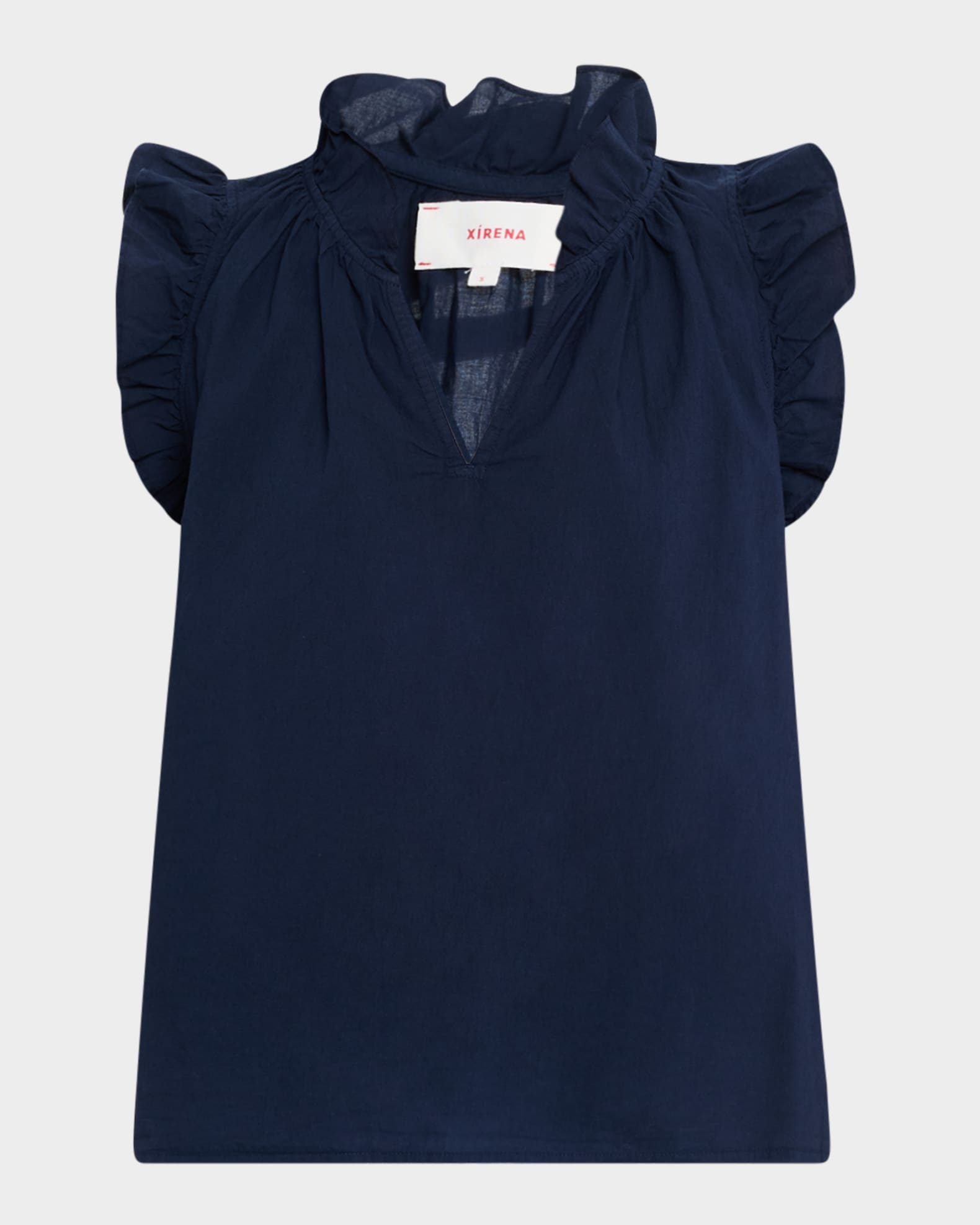 Bex Ruffle-Trim Split-Neck Top 0