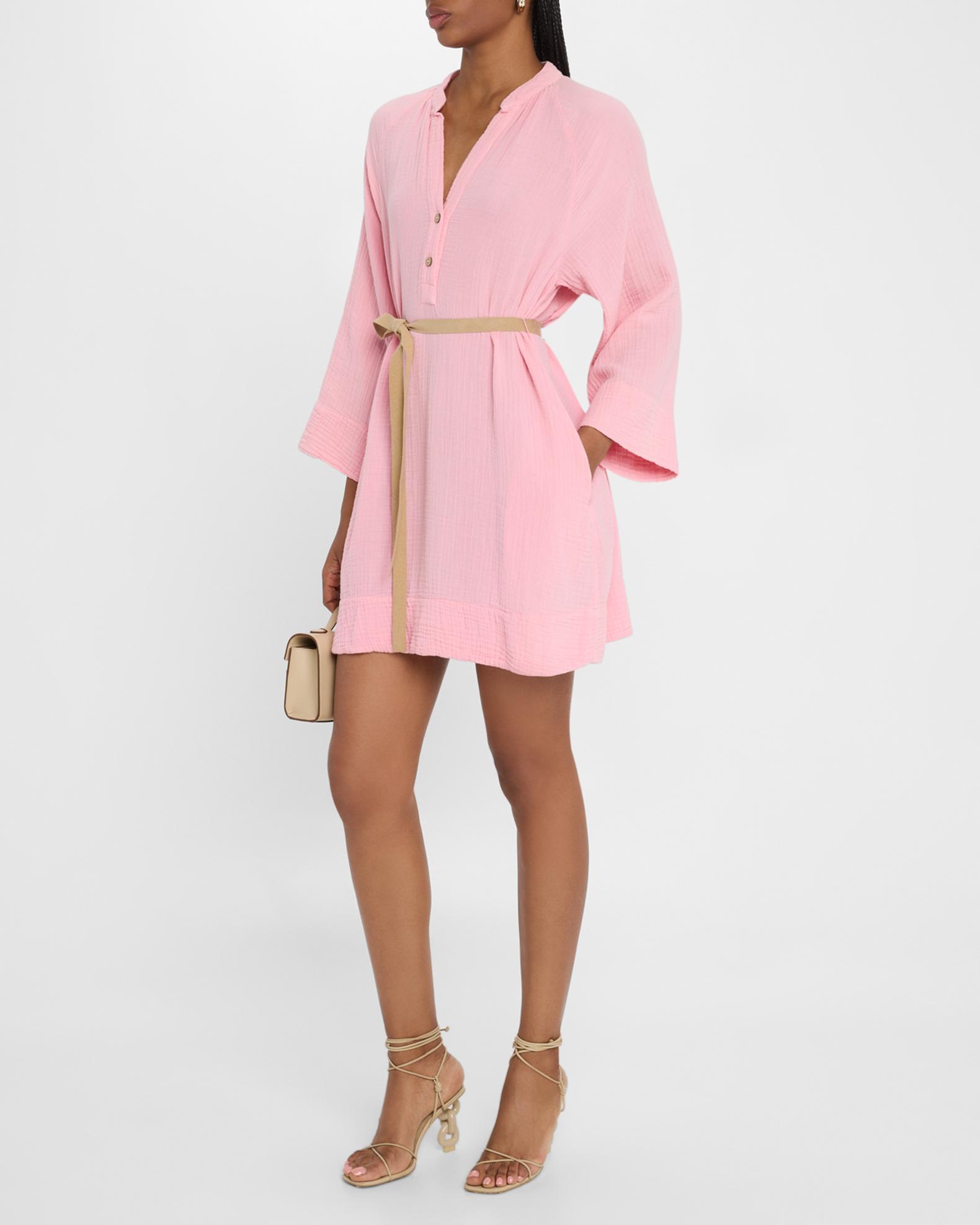 gauzy mini dress Carlotta Belted Gauzy Mini Dress
