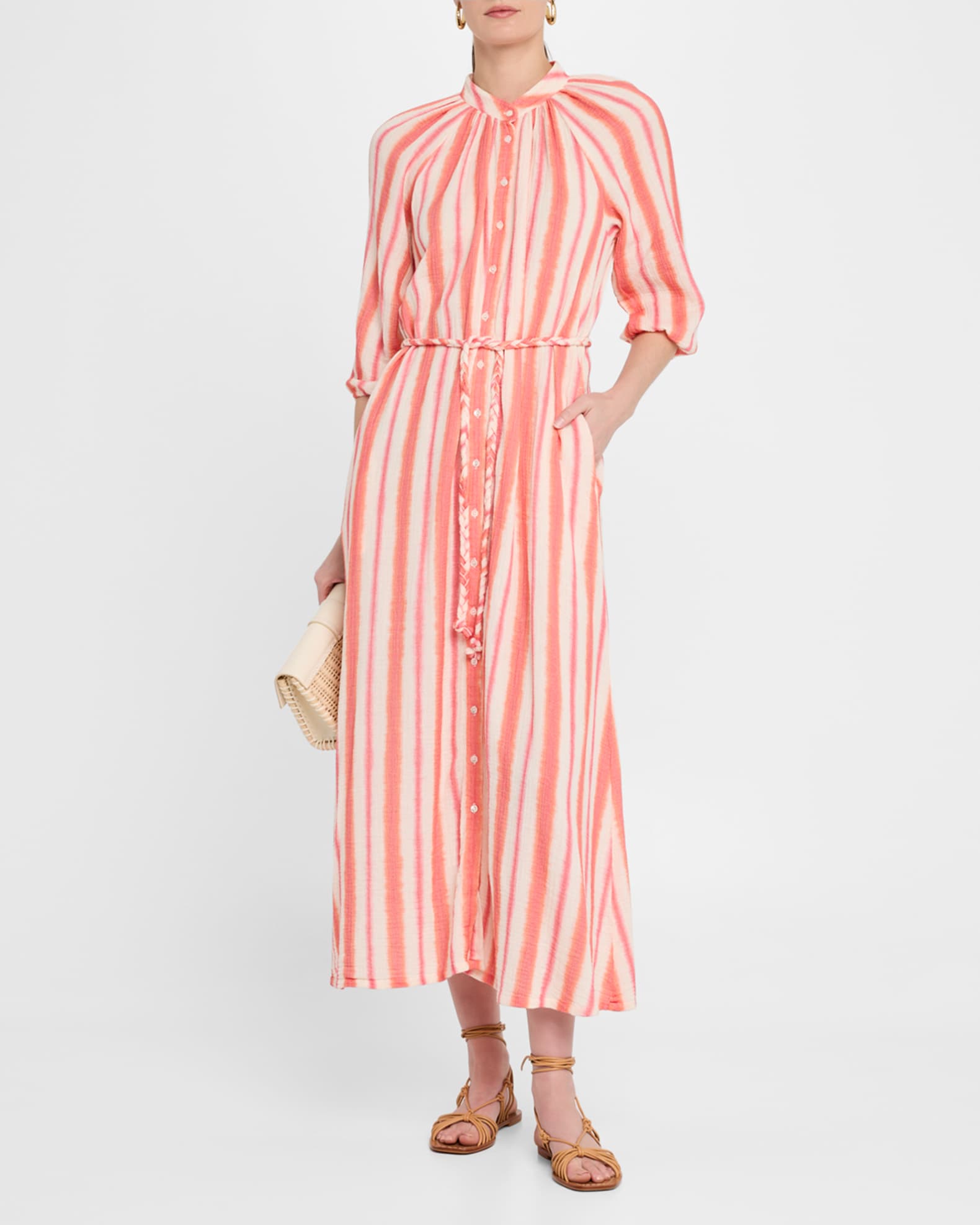 Alicia Striped Cotton Midi Dress 1