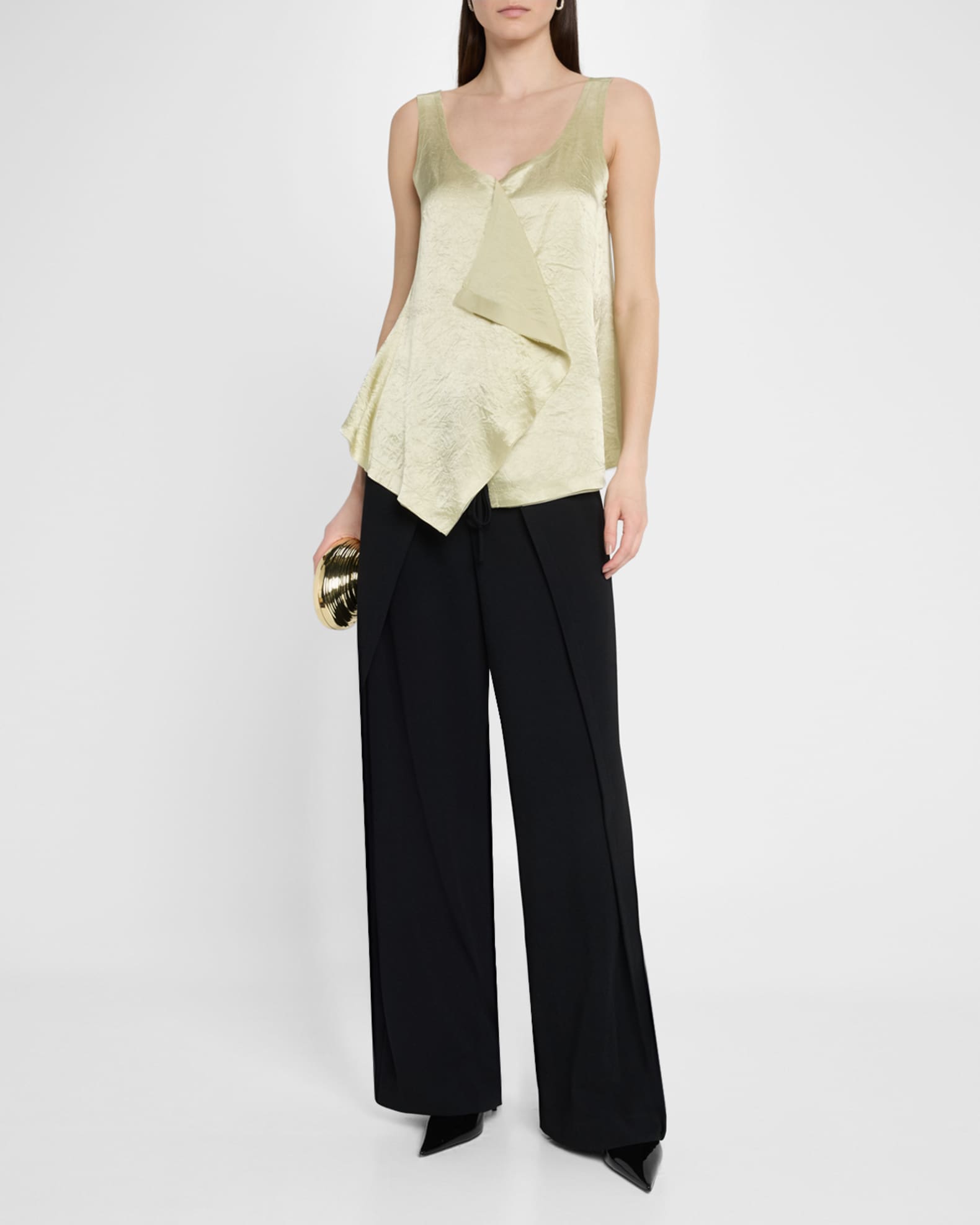 Overlap Soft Crepe Straight-Leg Pants 1