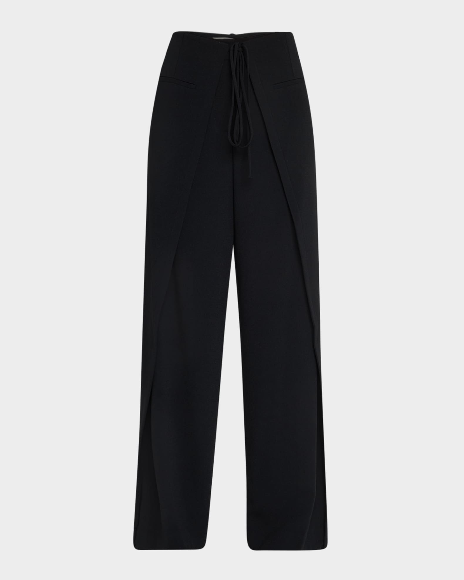 Overlap Soft Crepe Straight-Leg Pants 0