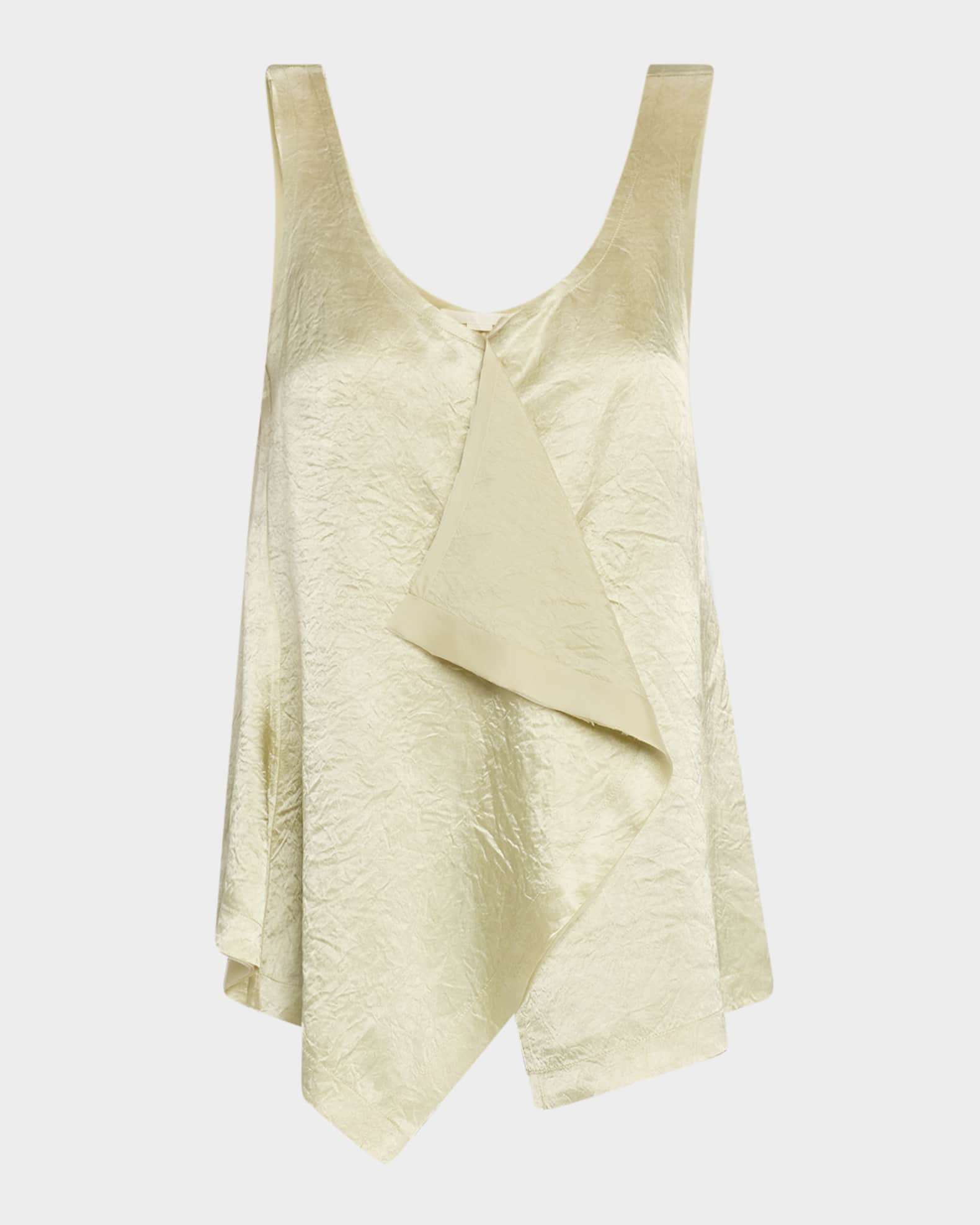 Overlap Crinkle Satin Tank Top 0