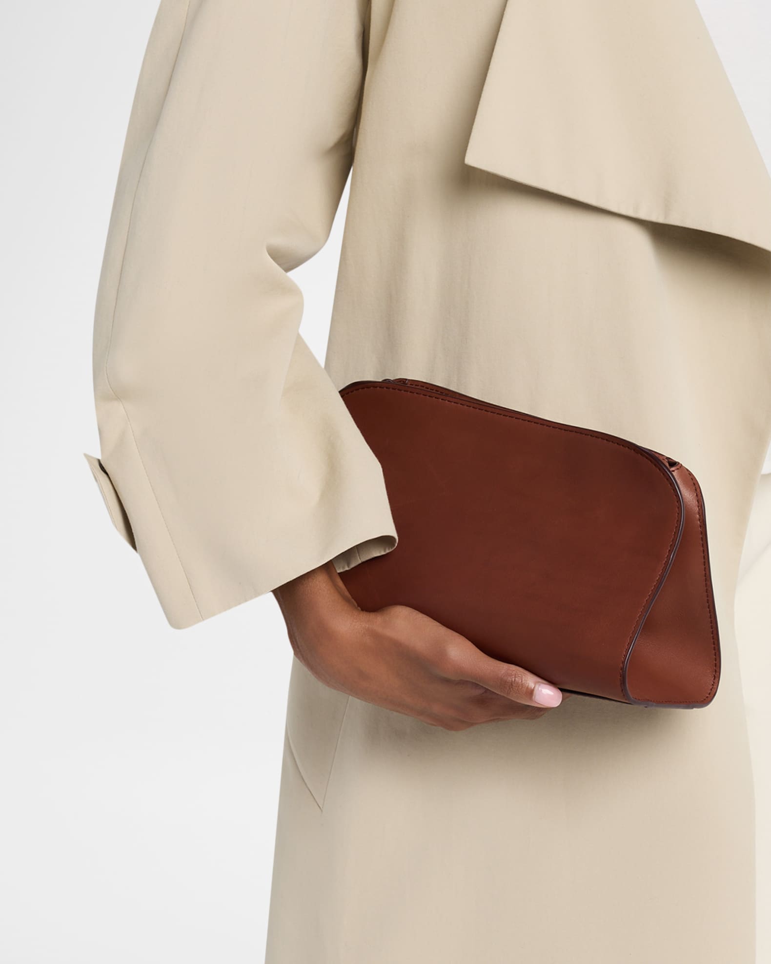 バッグ THE ROW Peggy Leather Clutch Bag THE ROW Peggy Clutch Shoulder Bag in Saddle Leather | Neiman Marcus