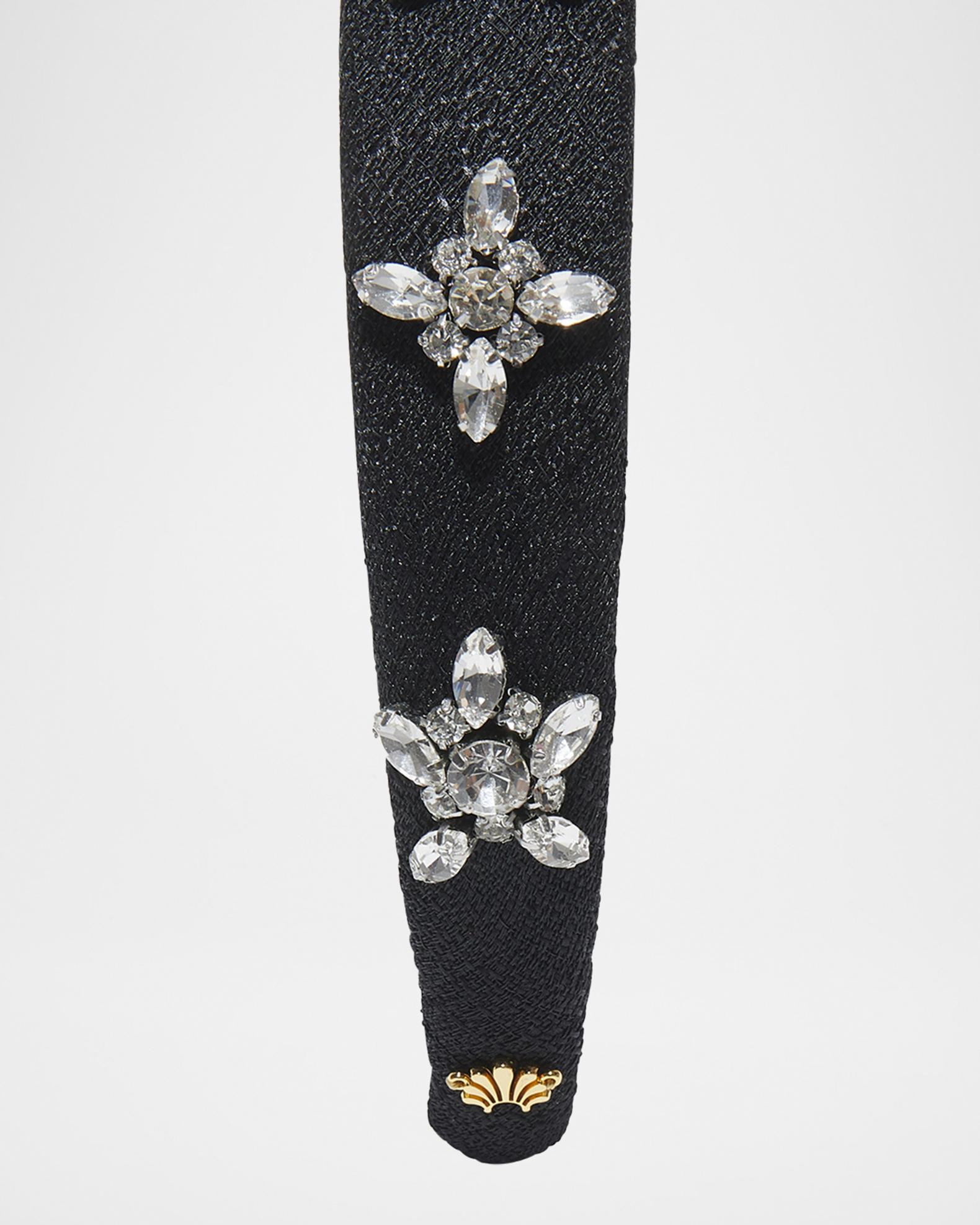 Lele Sadoughi Black and Gold Star Headband LELE SADOUGHI | Velvet Kelly Headband in Jet Dot| FashionPass main image 2