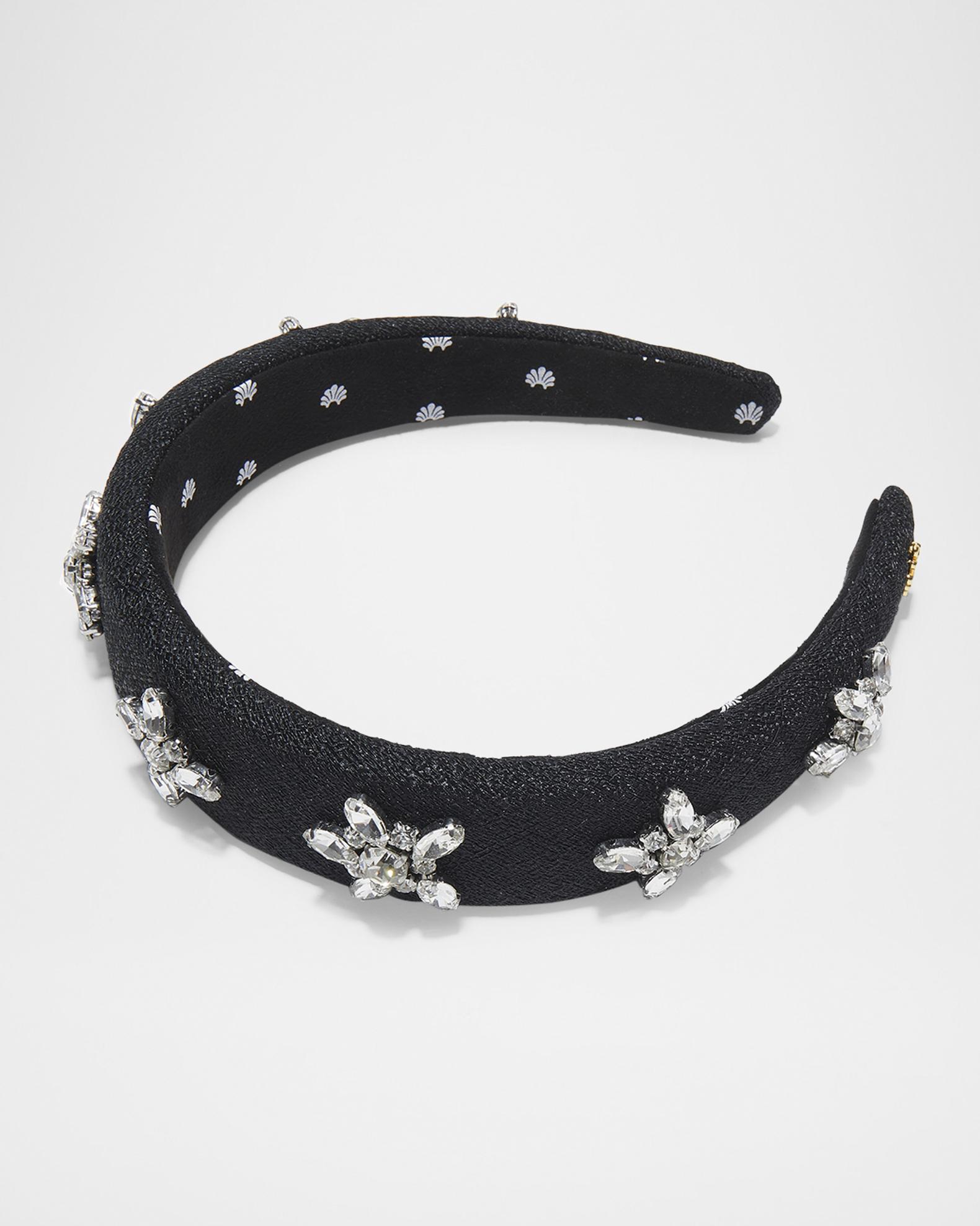 Lele Sadoughi Black and Gold Star Headband LELE SADOUGHI | Velvet Kelly Headband in Jet Dot| FashionPass main image 4