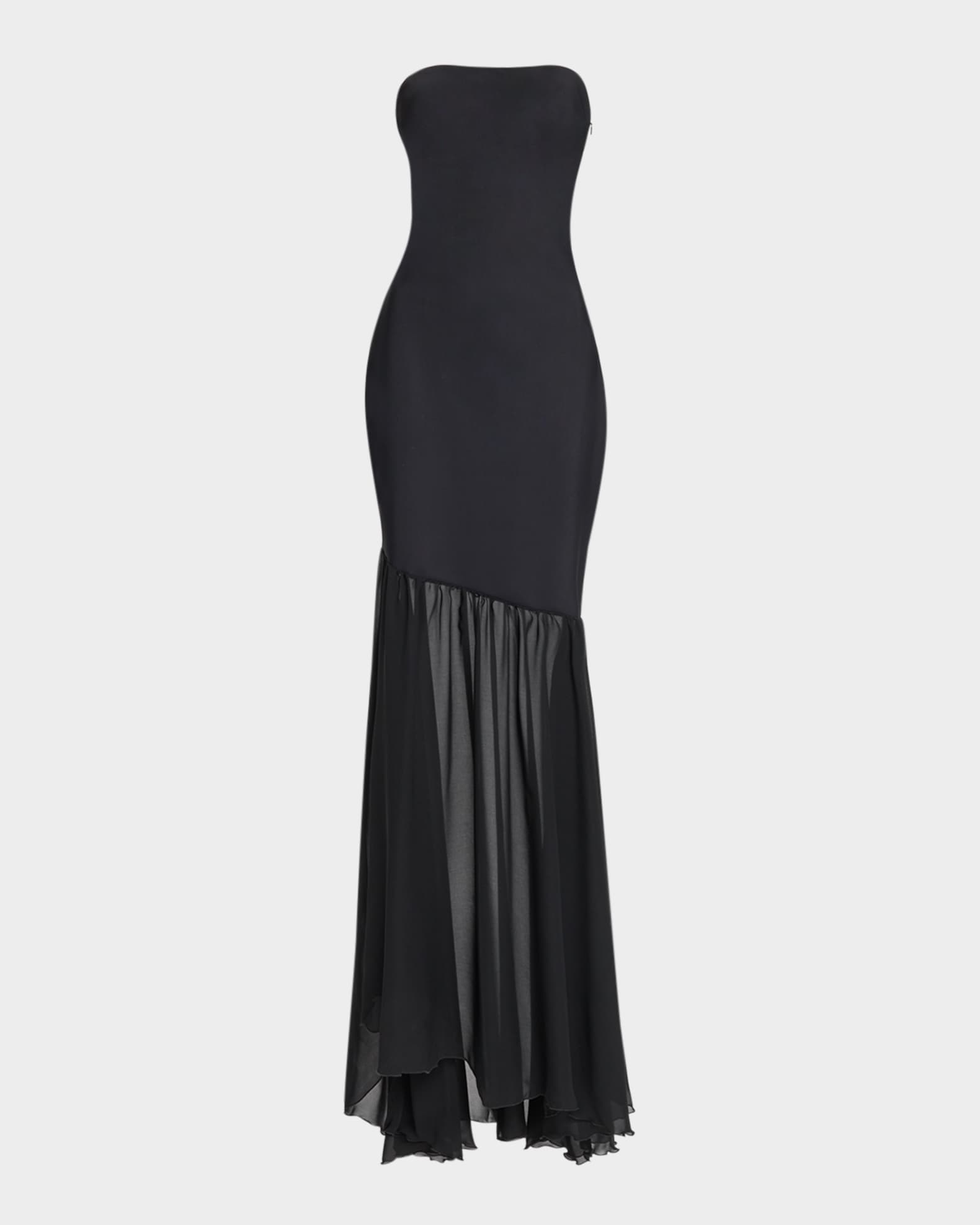 Strapless Illusion Skirt Gown 0