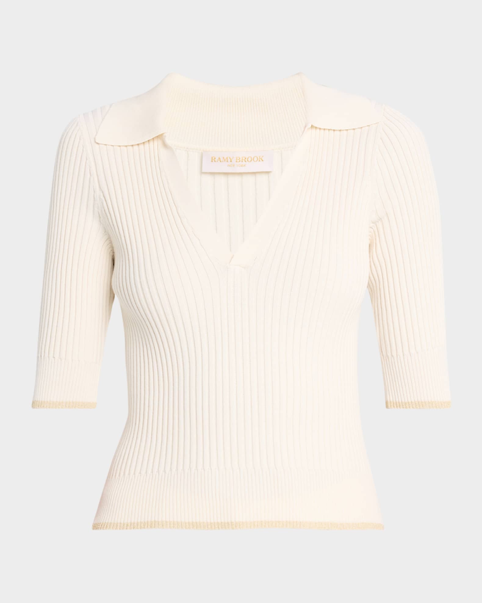 Kelly Ribbed Short-Sleeve Sweater 0