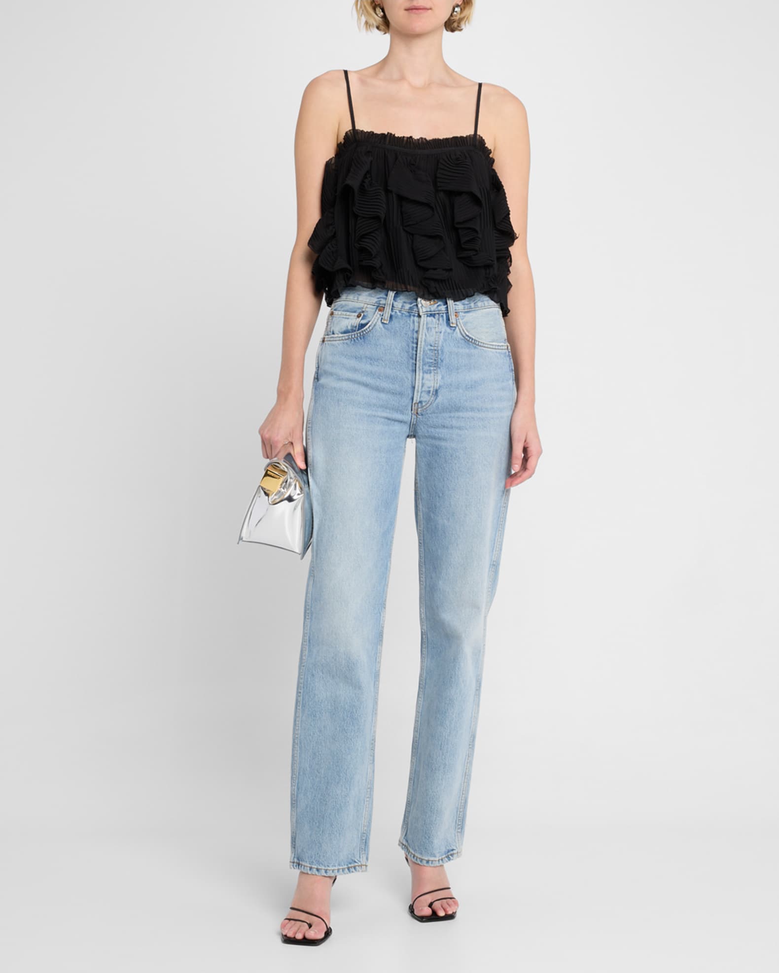 Shiloh Pleated Ruffle Crop Top - Thumbnail 2