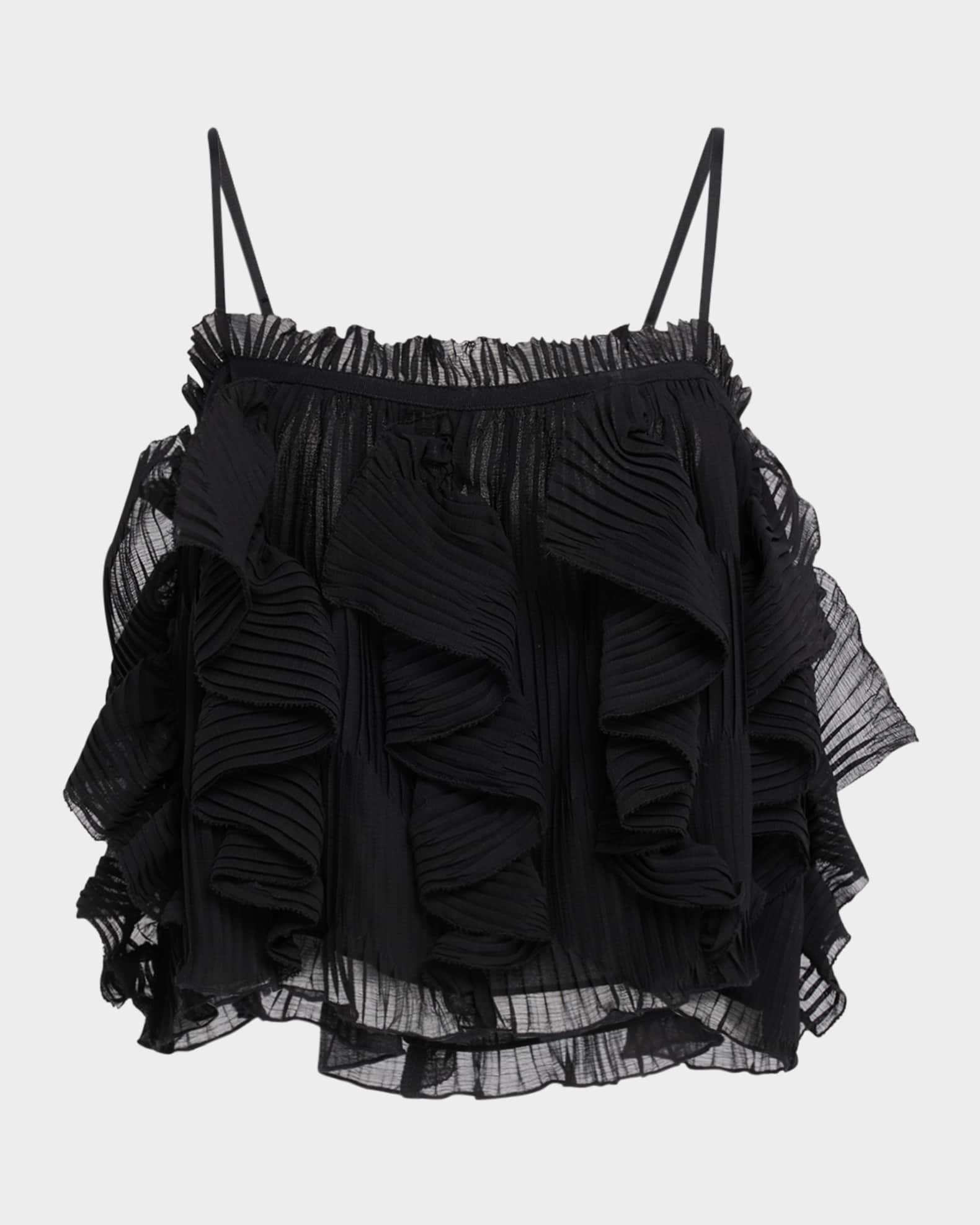 Shiloh Pleated Ruffle Crop Top