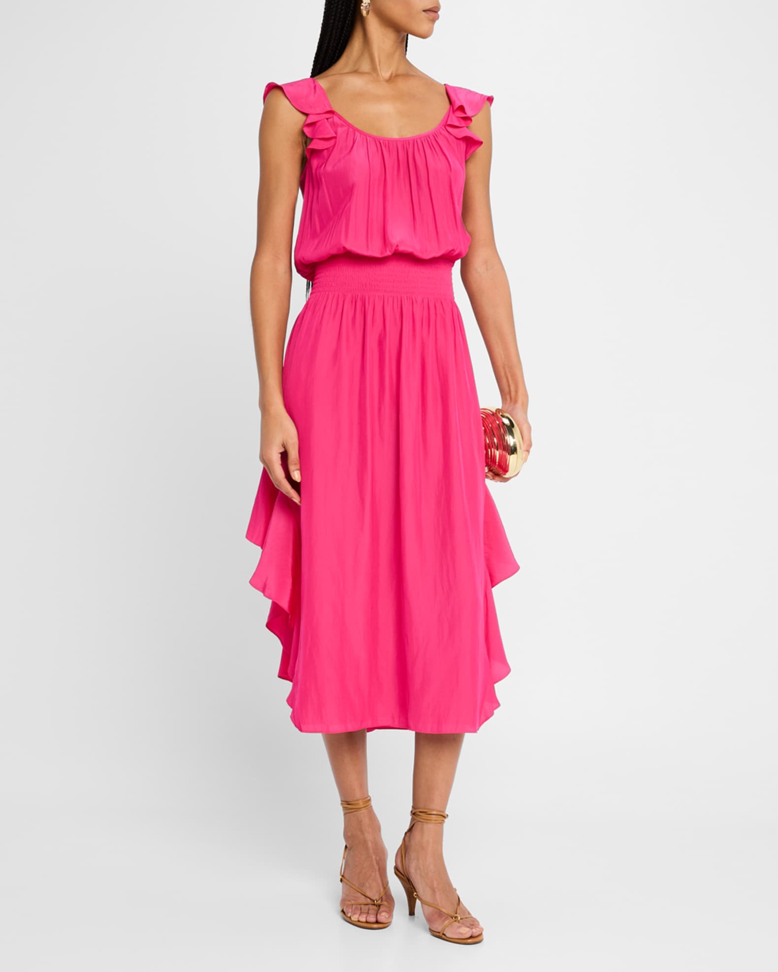 Clementine Ruffle-Trim Midi Dress