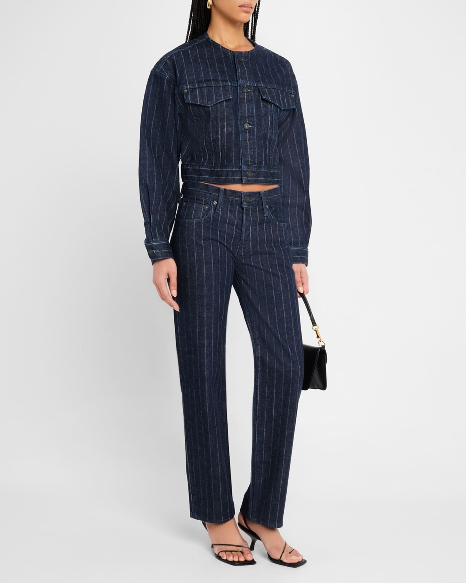 Syosset Pinstripe Straight Low-Rise Jeans 1