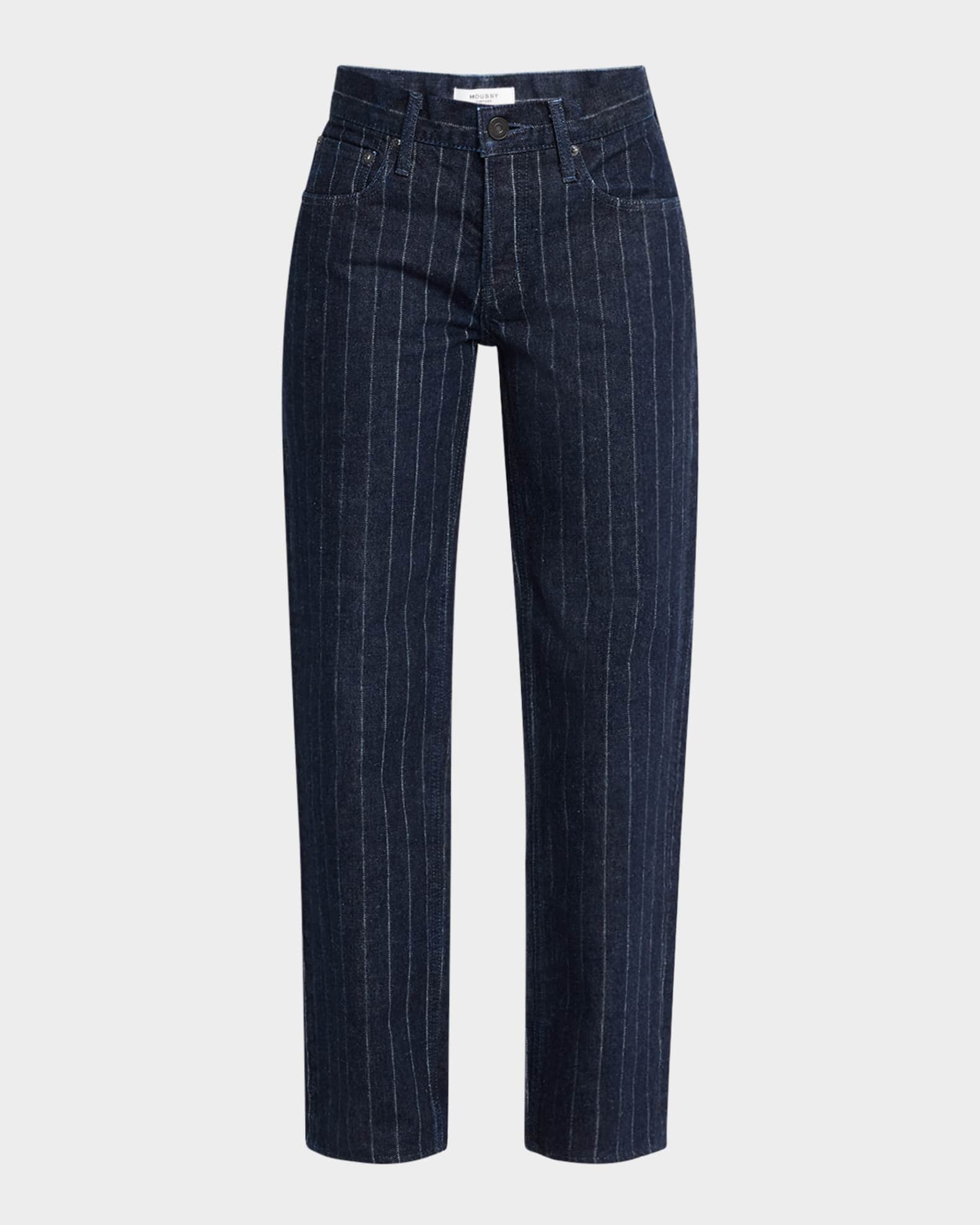 Syosset Pinstripe Straight Low-Rise Jeans 0