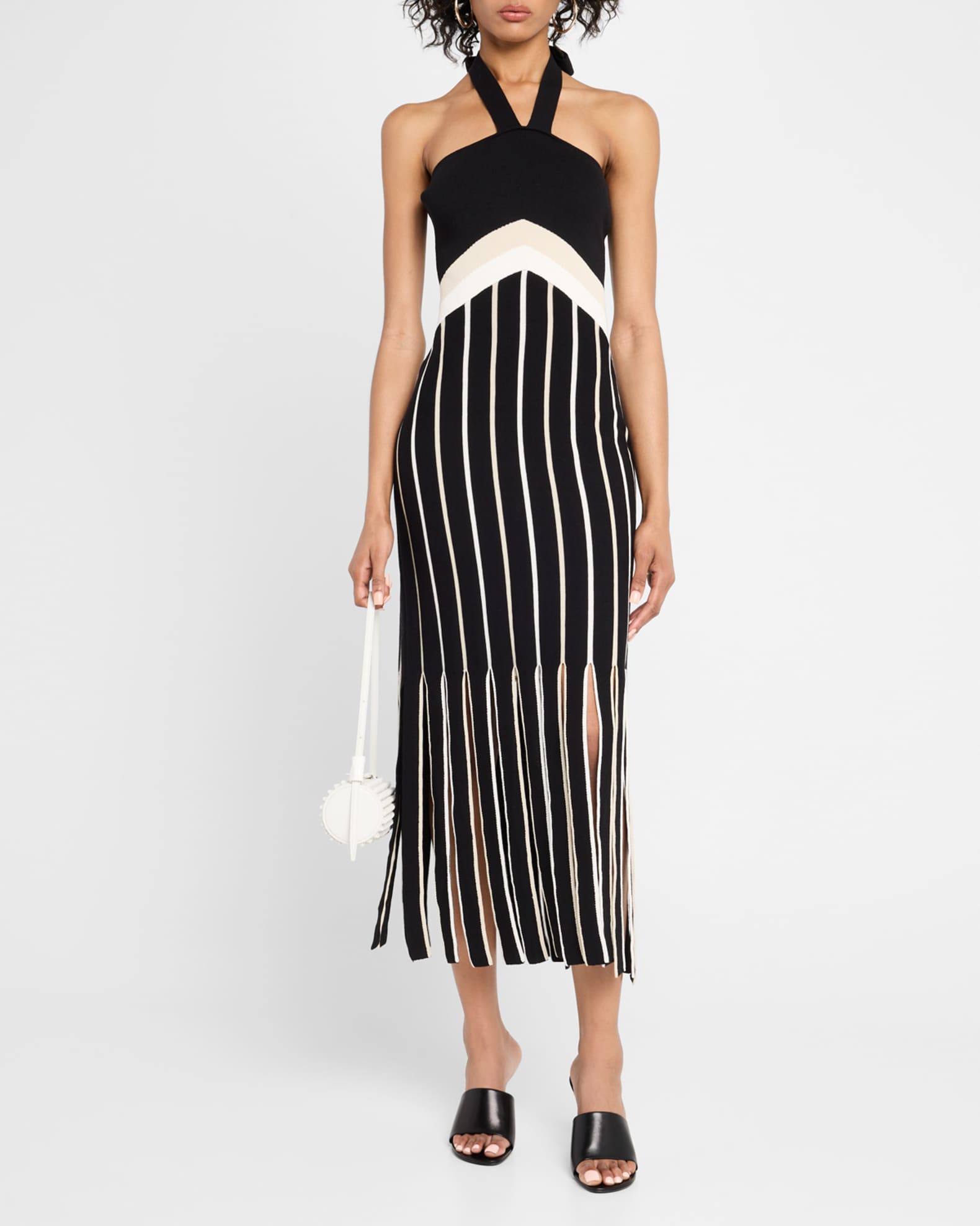 Campbell Fringe Knit Halter Dress 1