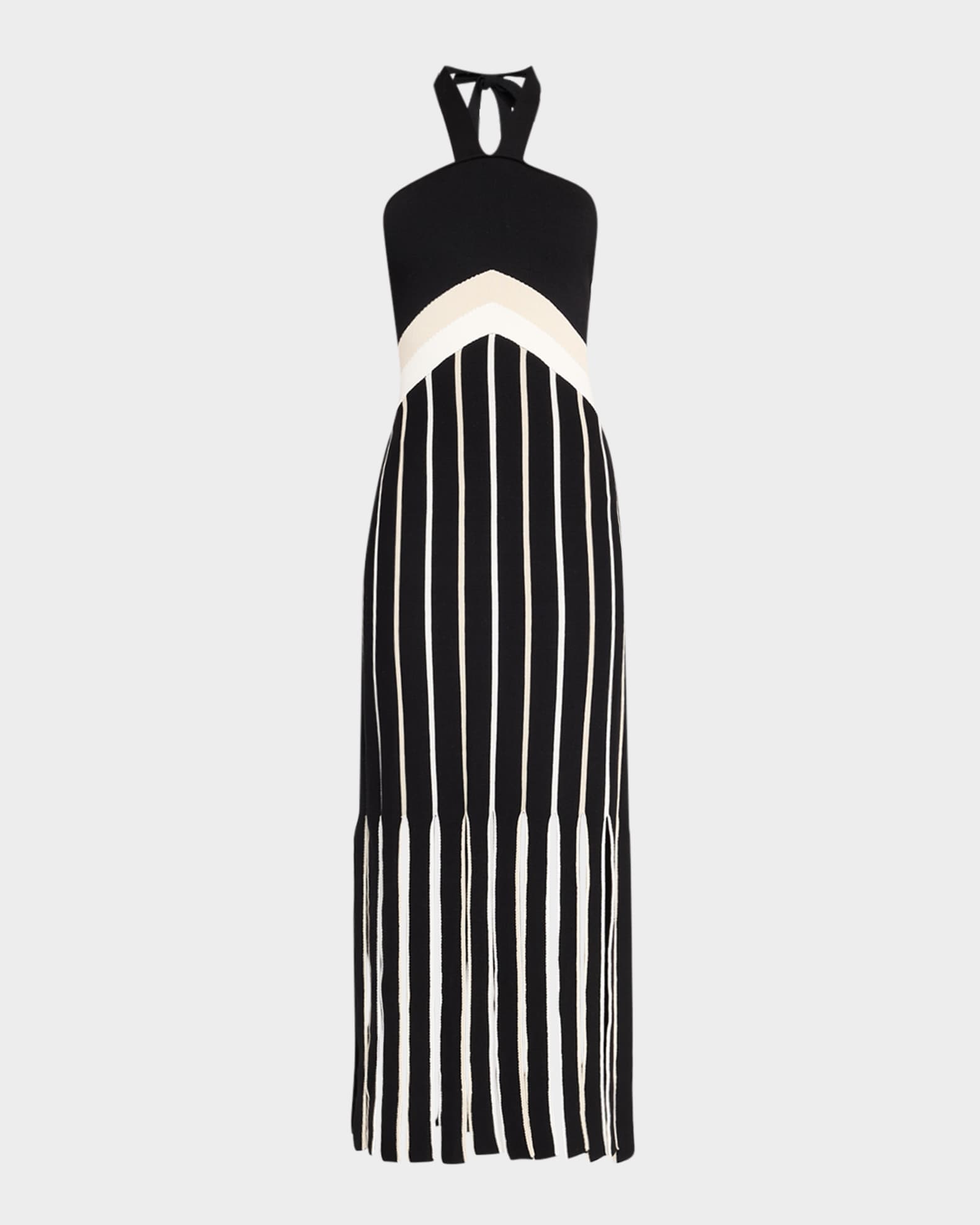 Campbell Fringe Knit Halter Dress 0